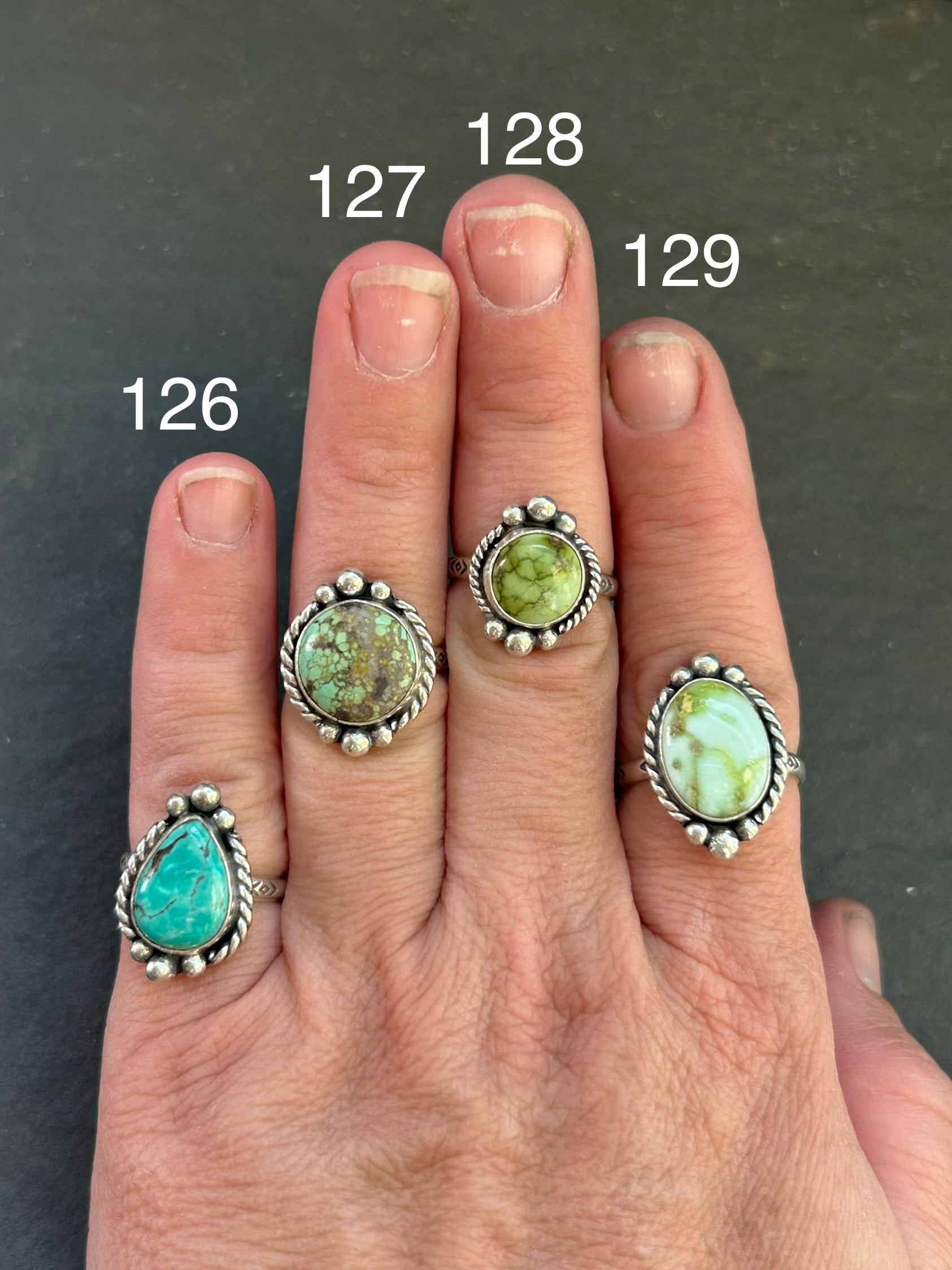127 - Sterling Silver Firebird Turquoise Medicine Man Eye Stamped Stacking Ring by Jason Ogg