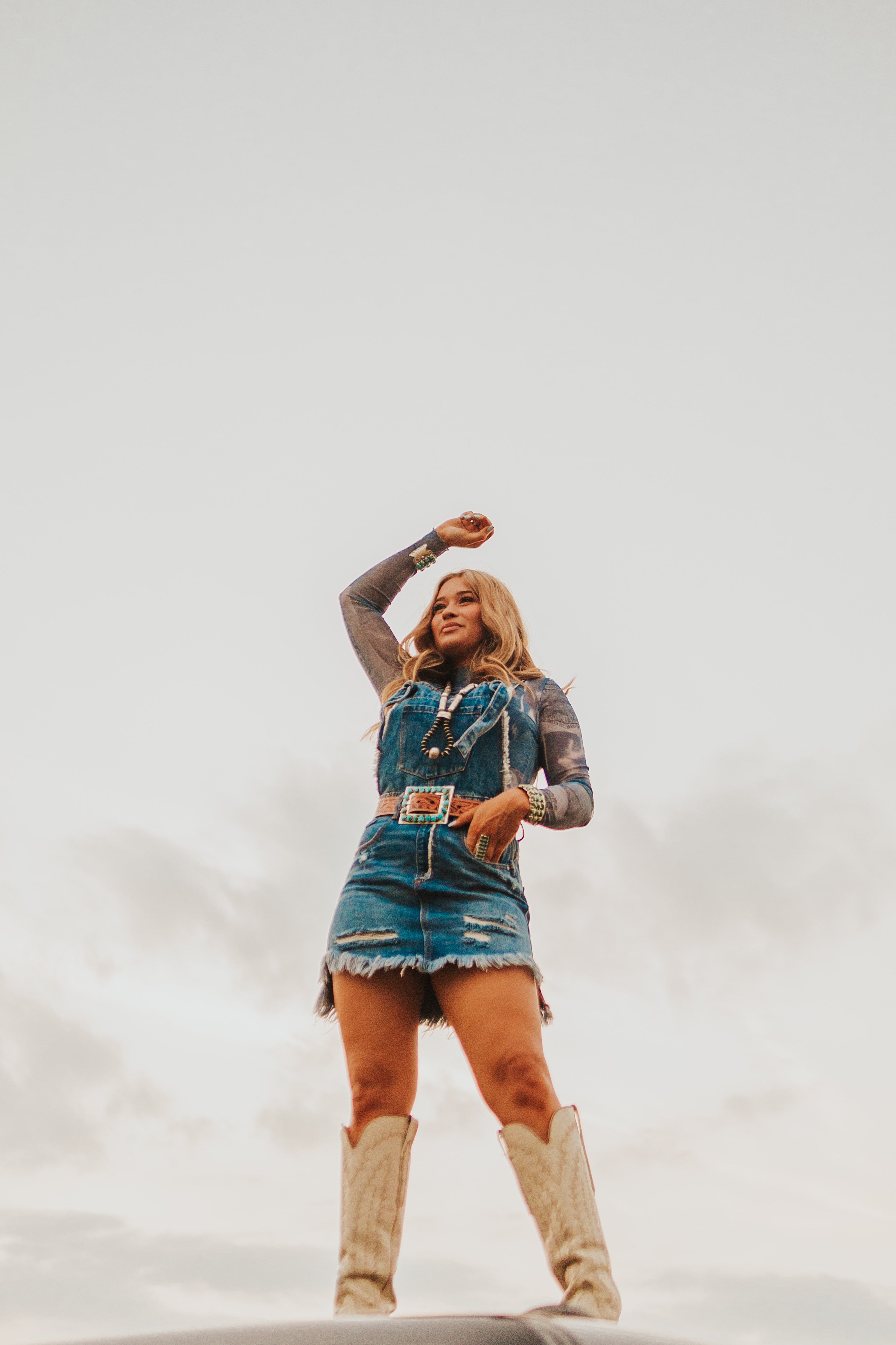 The Denim Mesh Top