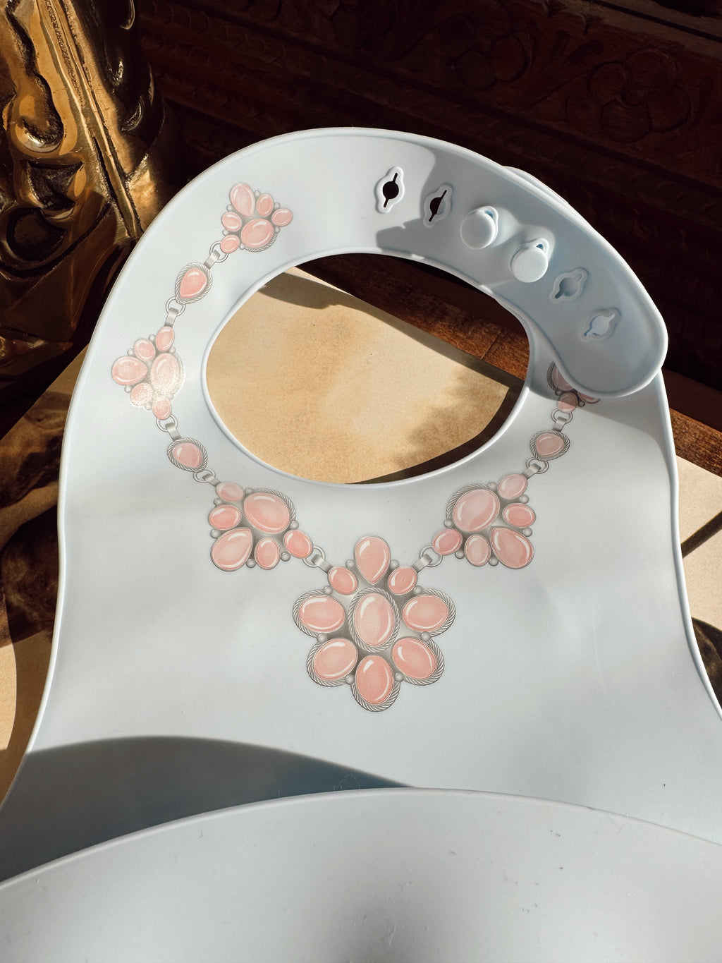 The Pink Conch Silicone Bib in Baby Blue
