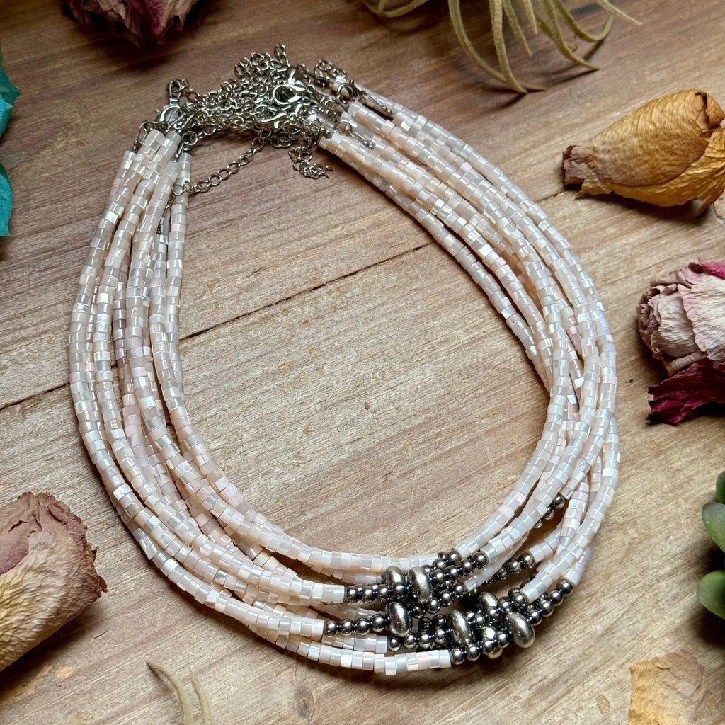 Cream Shell Heishi Necklace – 15"