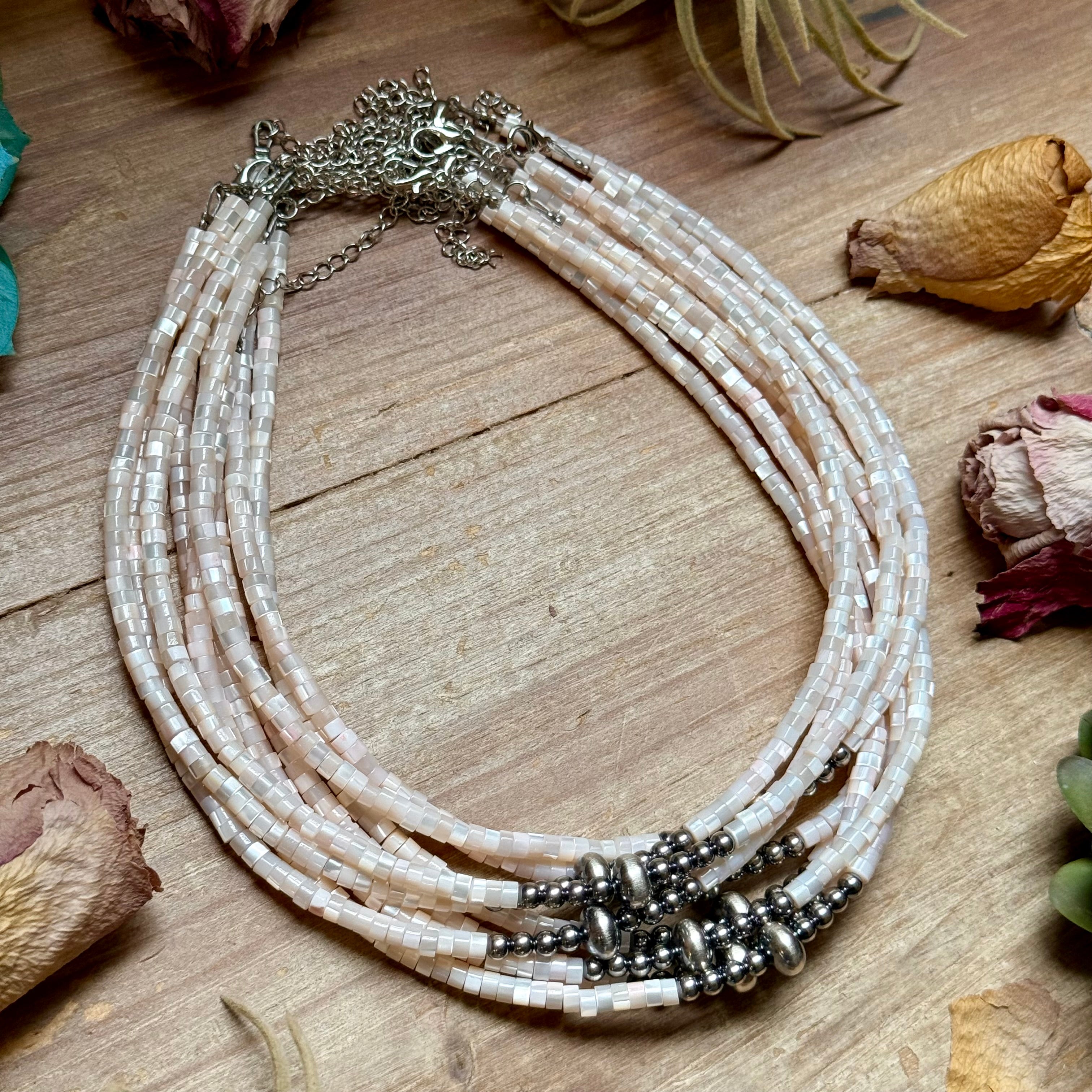 Cream Shell Heishi Necklace – 15"