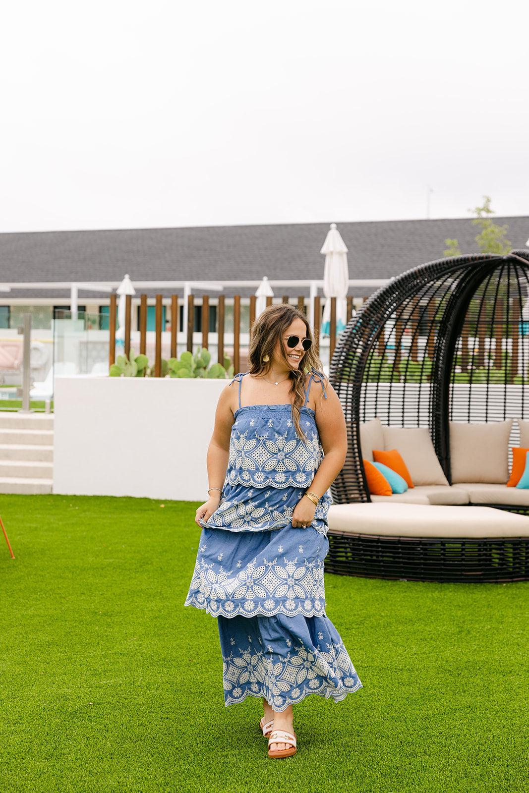 SALE The Venice Maxi Skirt Set in Denim Blue