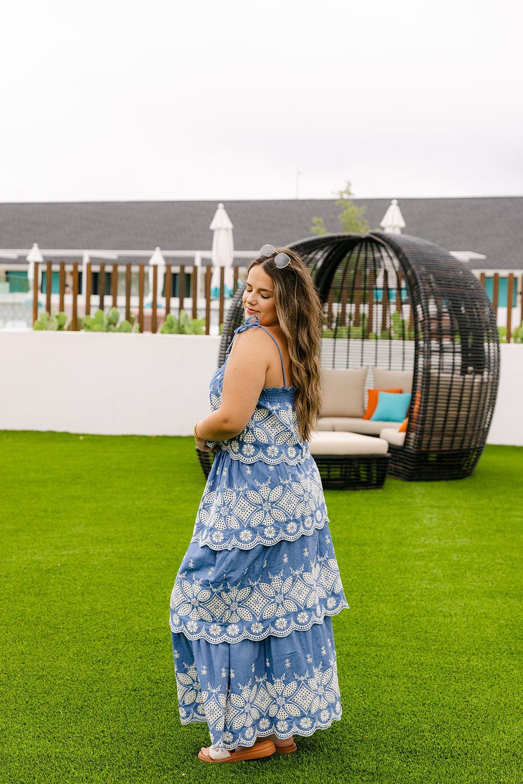 SALE The Venice Maxi Skirt Set in Denim Blue