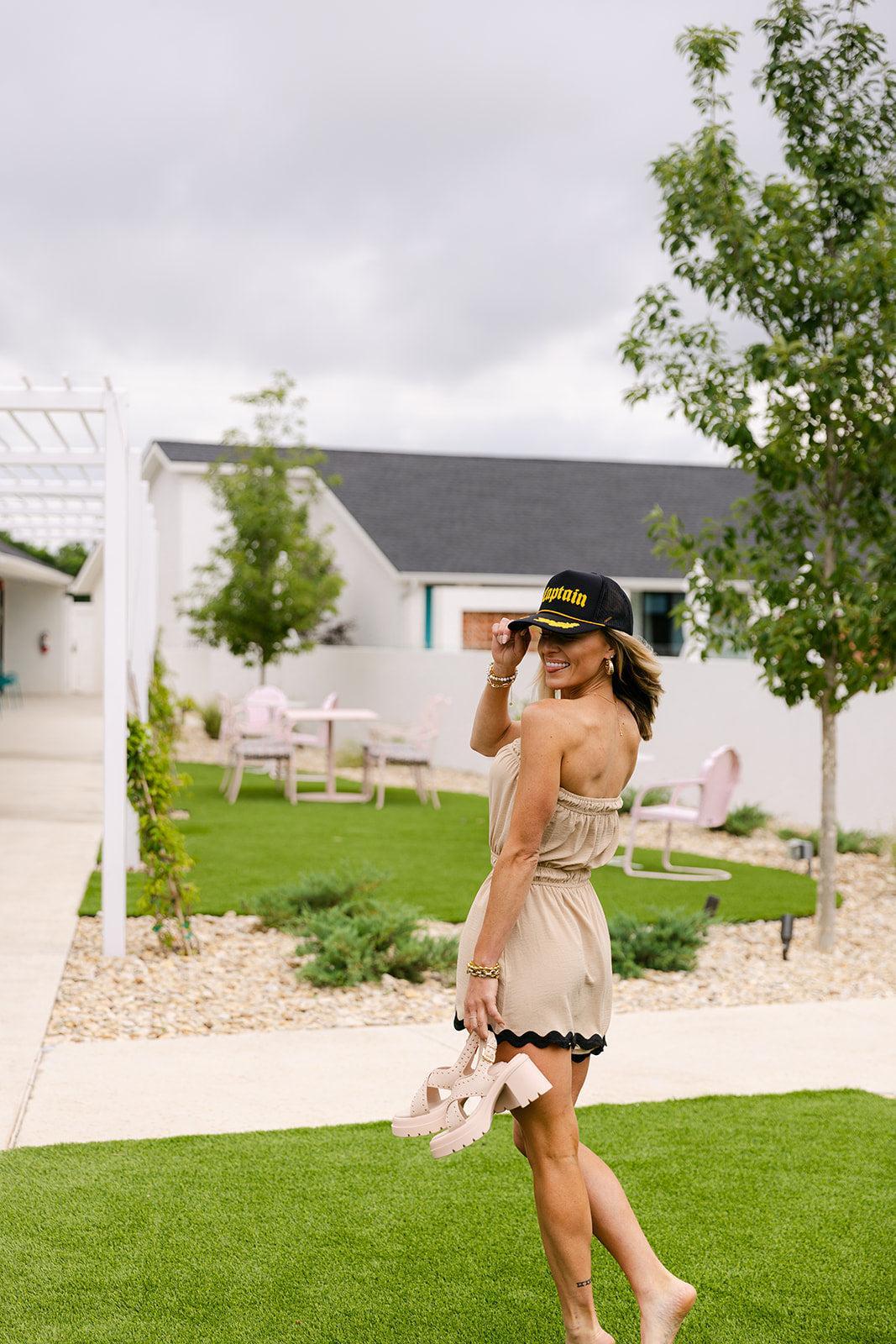 The Haven Romper in Tan