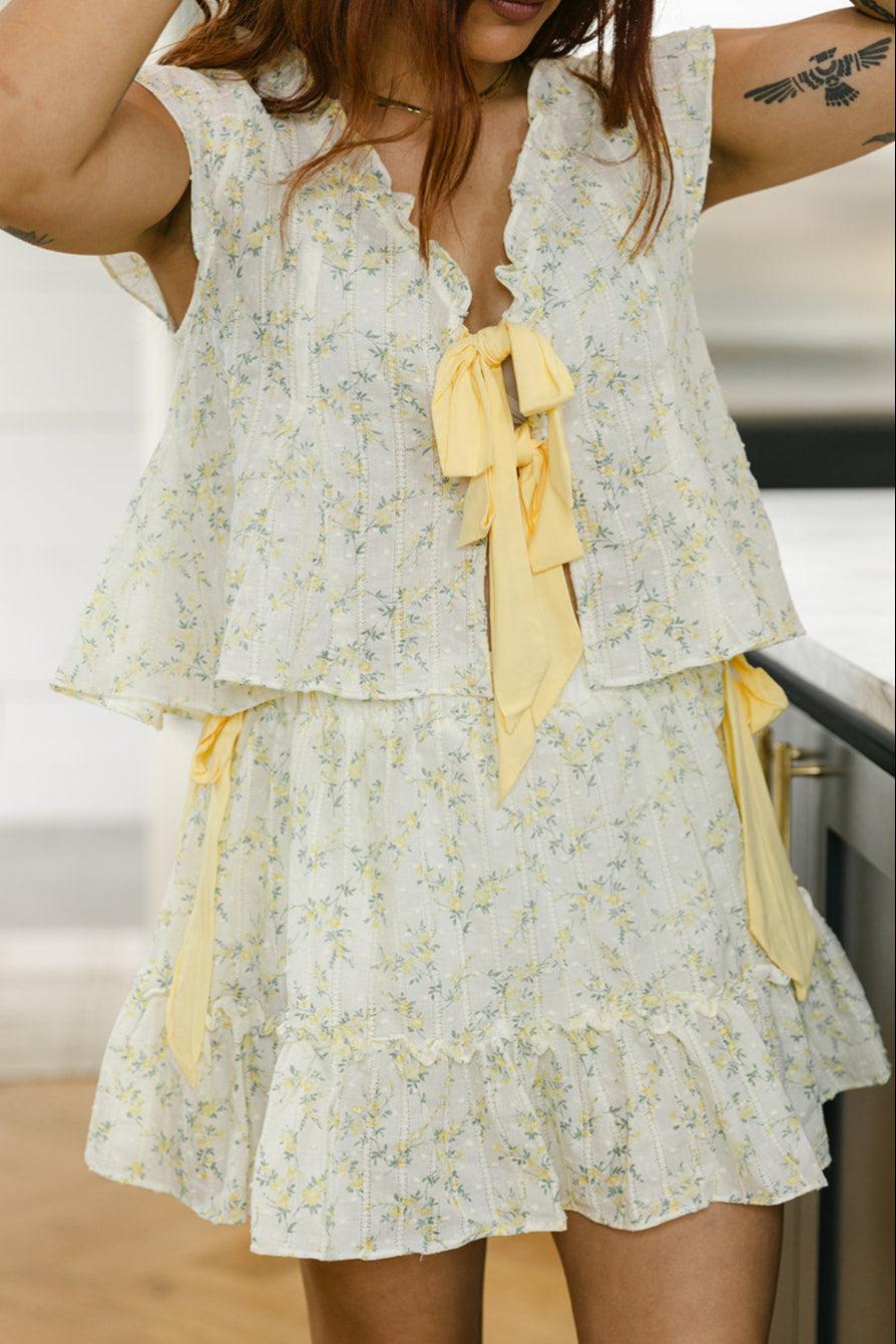 SALE The Mayala Floral Skirt in Yellow