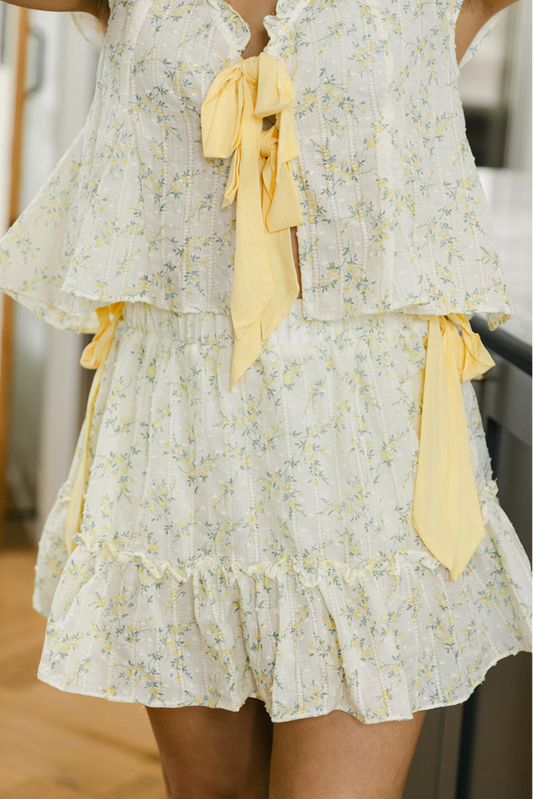 The Mayala Floral Skirt in Yellow
