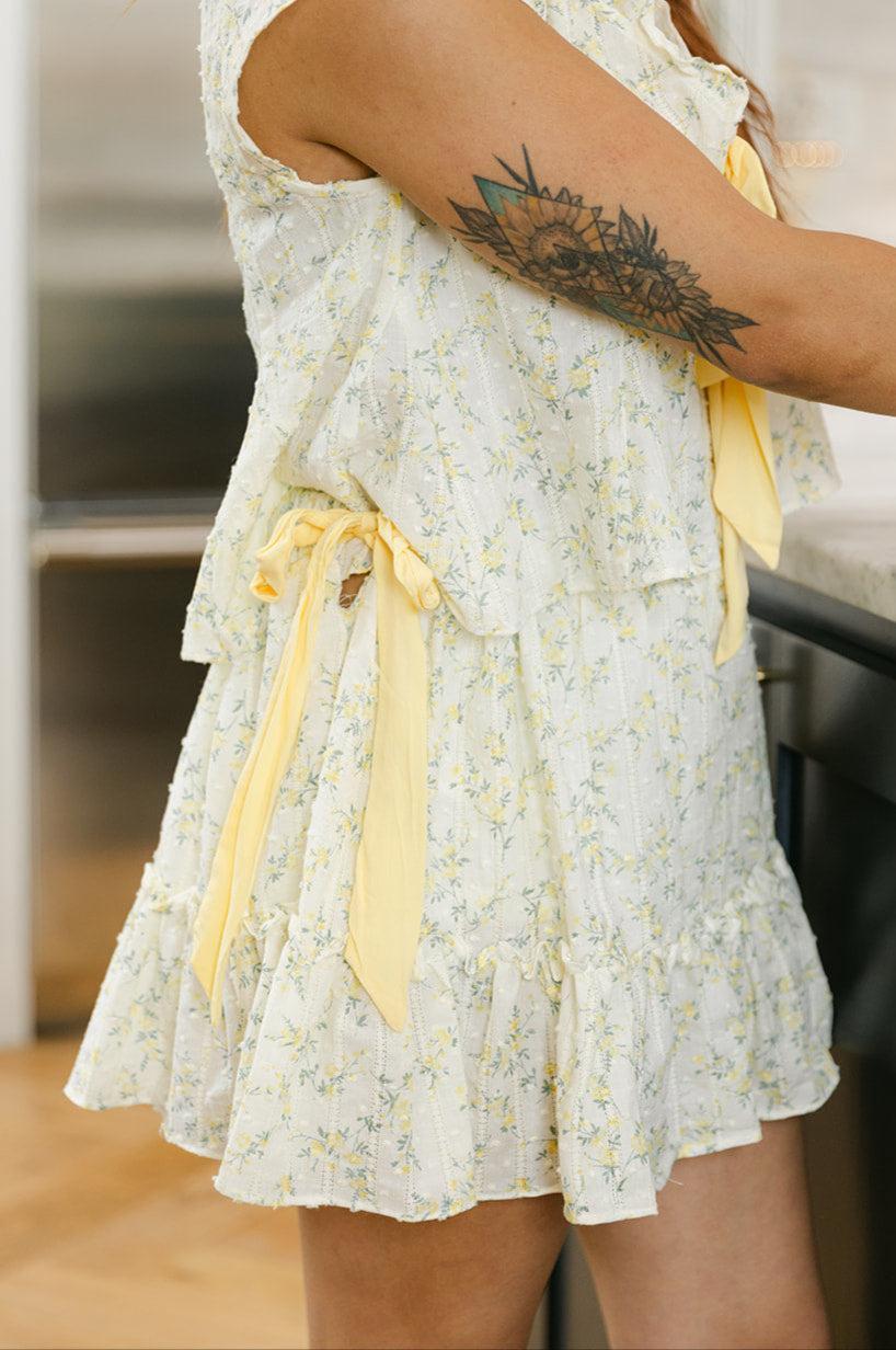 SALE The Mayala Floral Skirt in Yellow