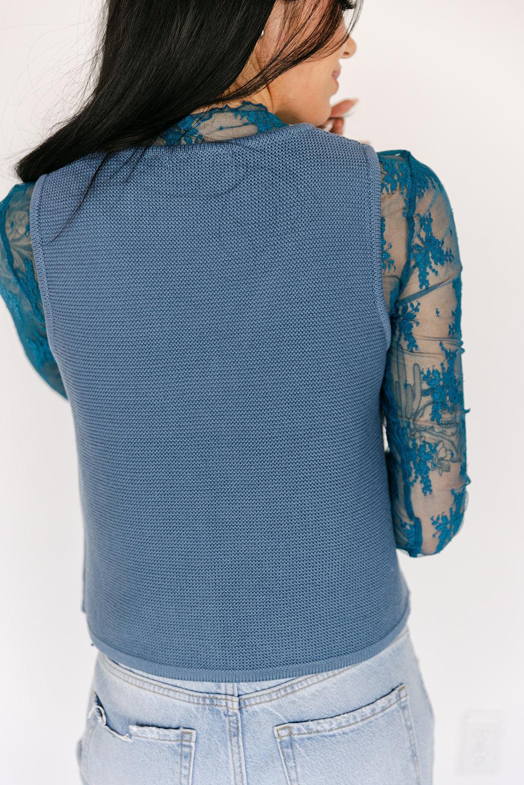 SALE The Stevie Sweater Vest in Blue