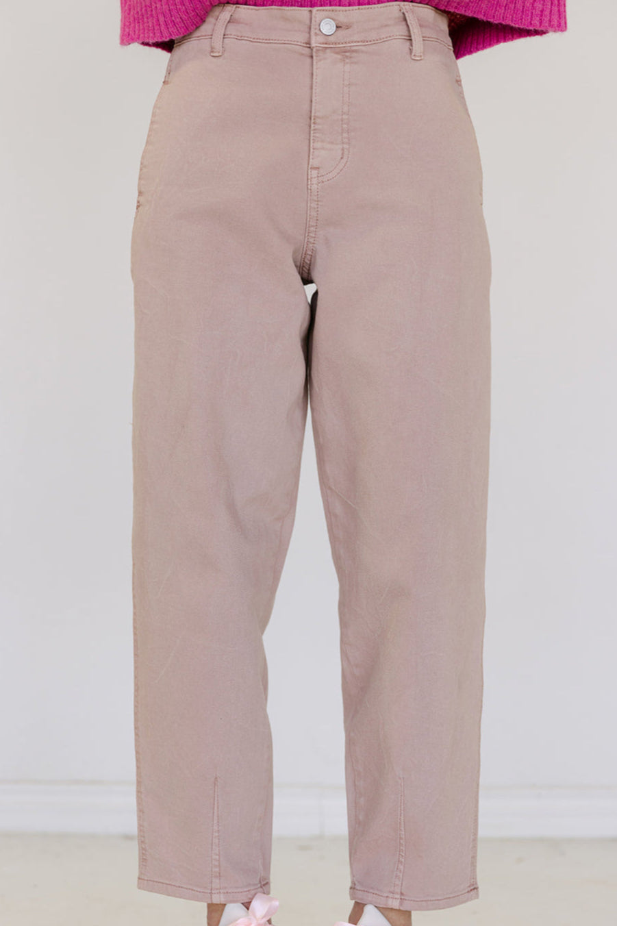 The Linden Pink Barrel Jean