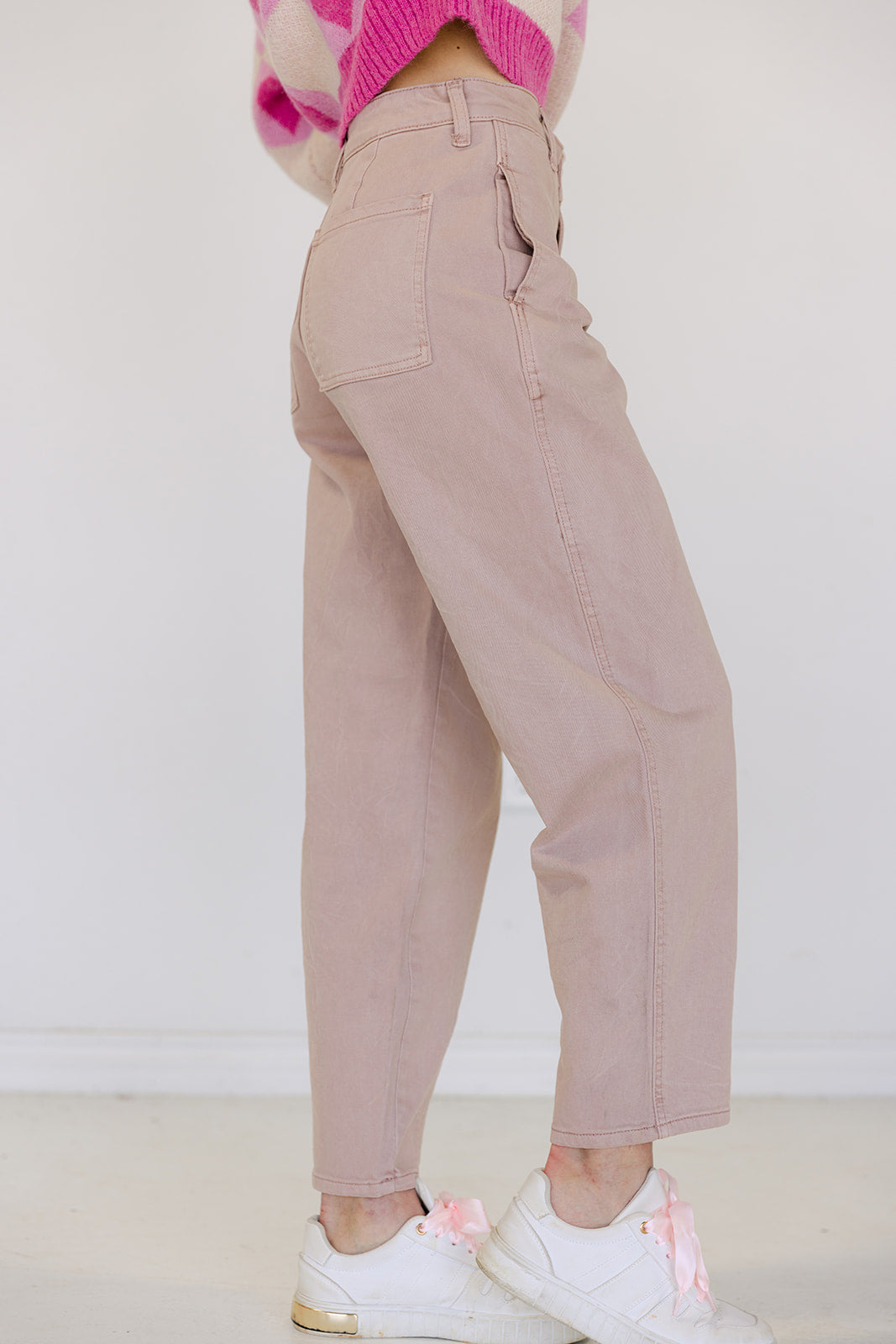 The Linden Pink Barrel Jean