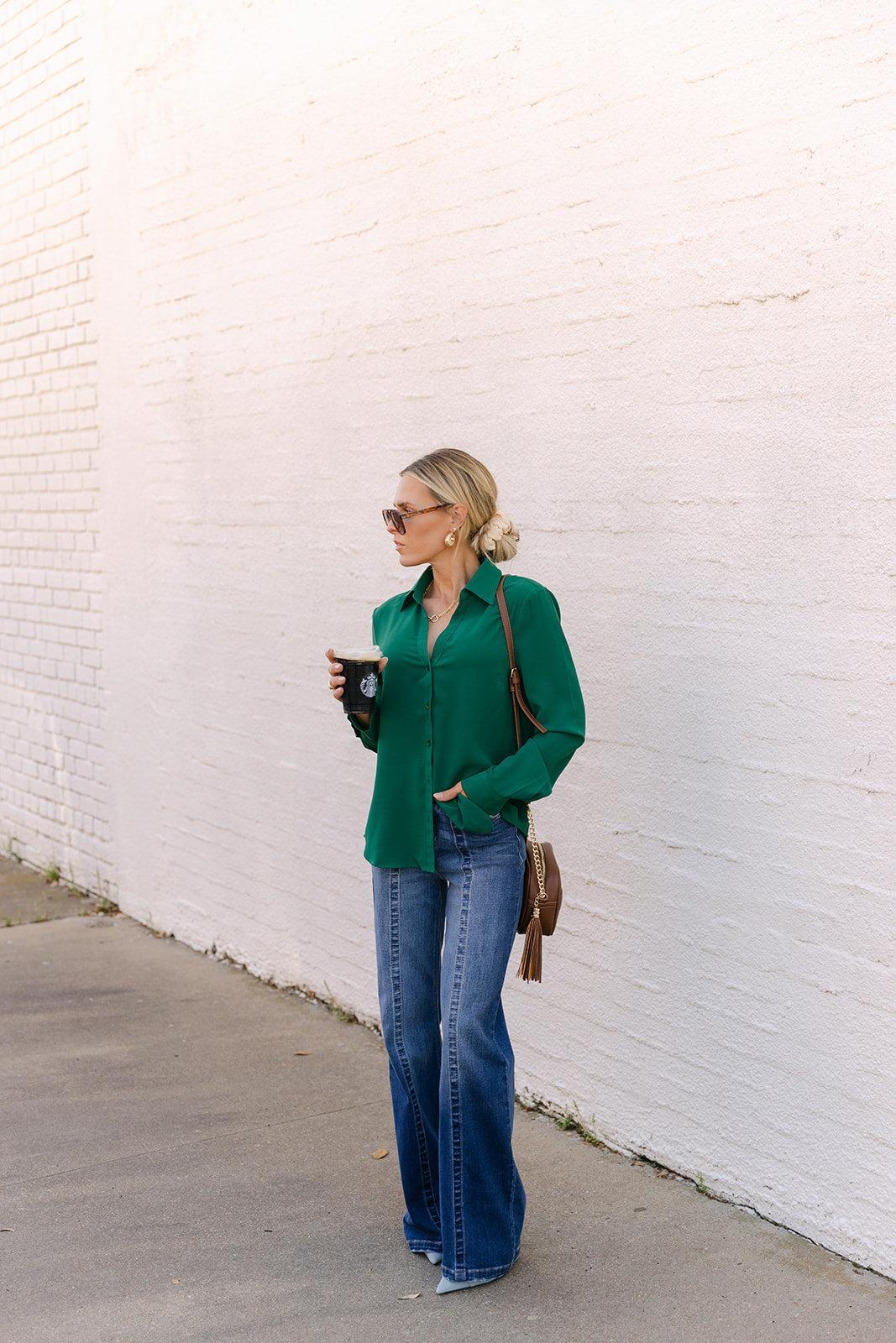The Shea Top in Hunter Green