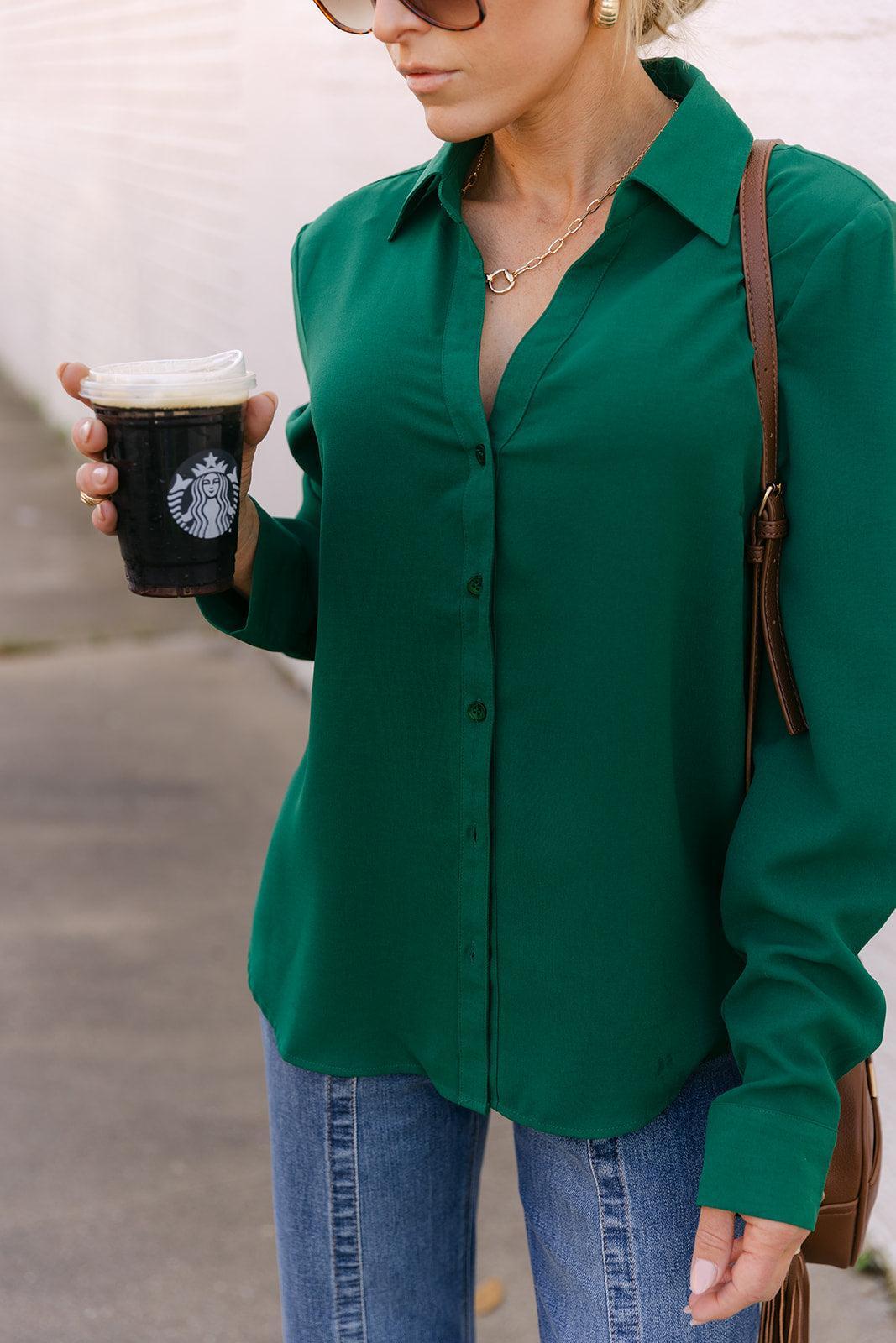 The Shea Top in Hunter Green