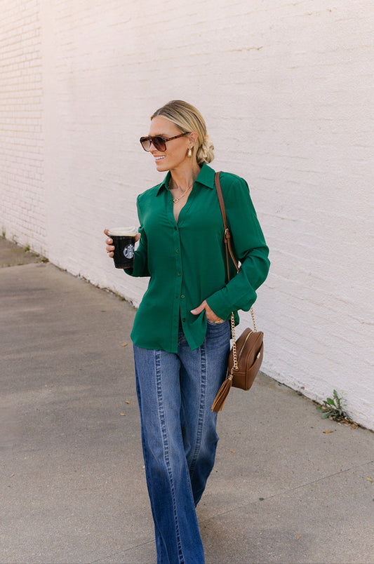 The Shea Top in Hunter Green
