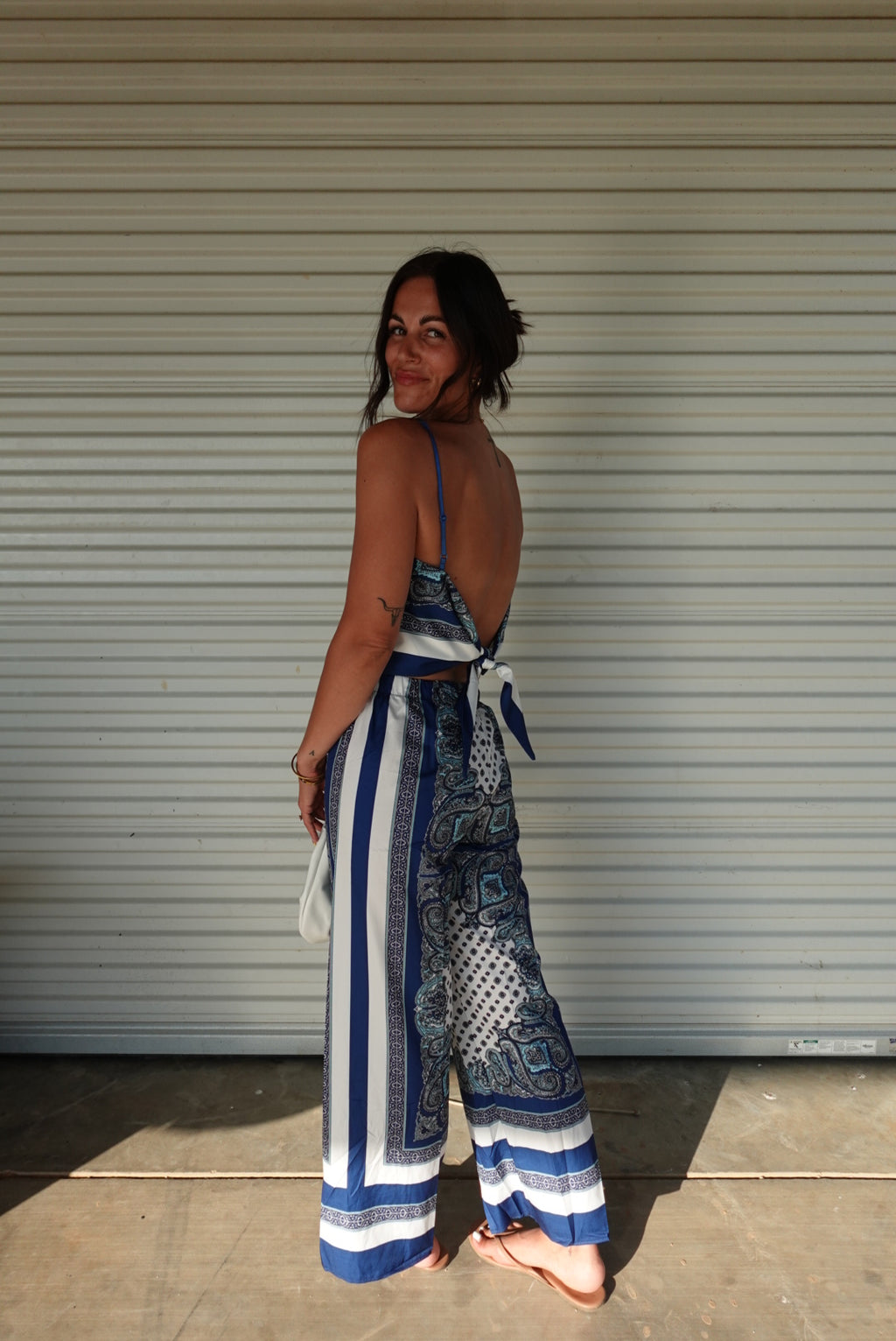 Patterned Sleeveless Pants Set