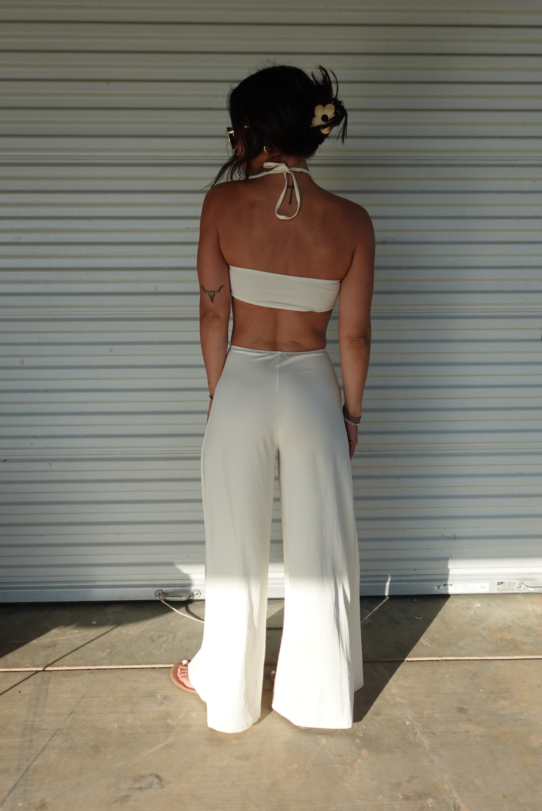 Halter Neck Cutout Wide - Leg Jumpsuit