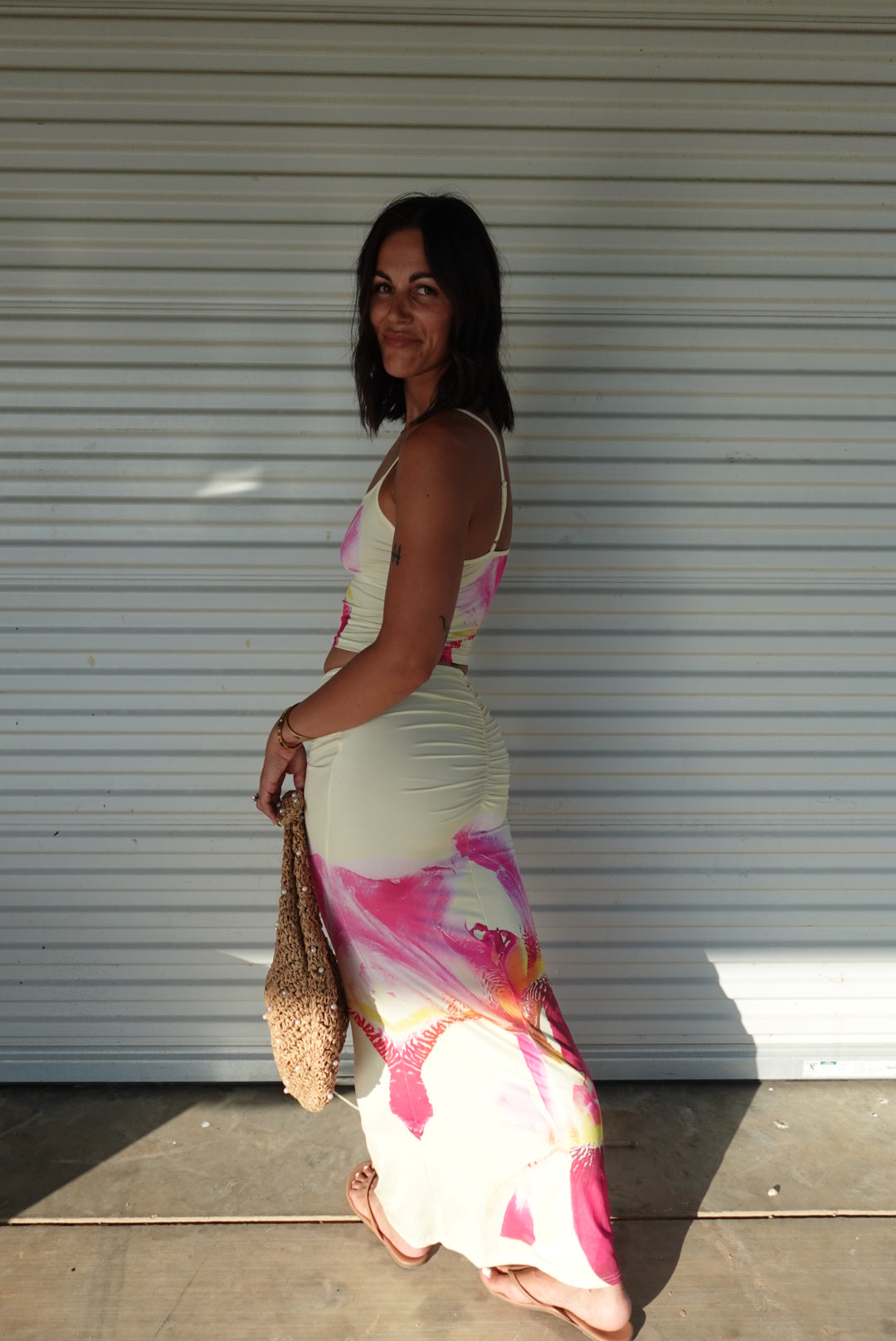 Floral Print Sleeveless Skirt Set