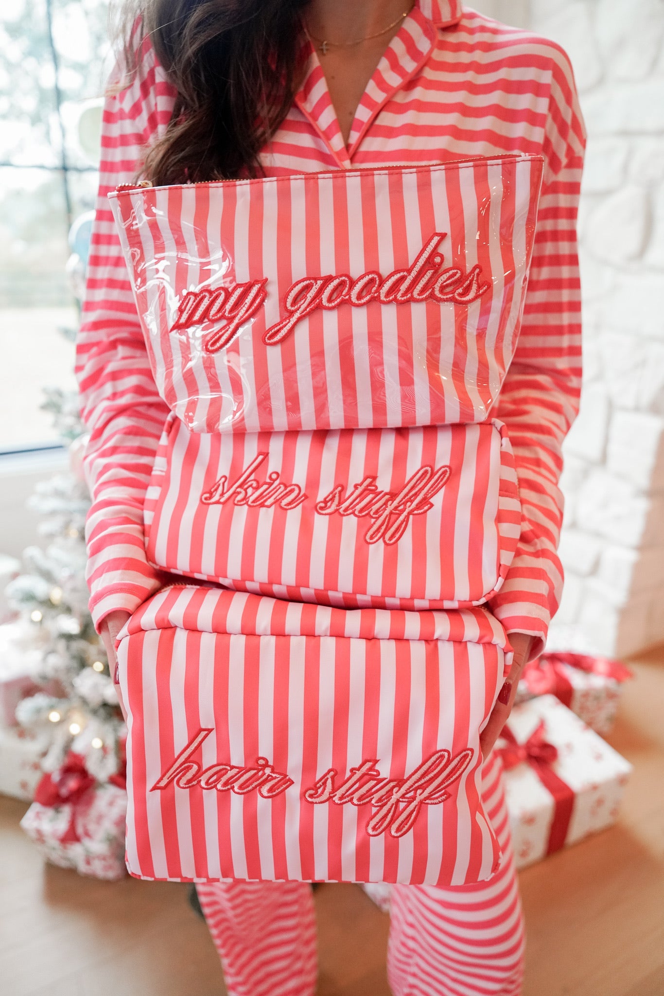 Pink & Red Stripes - Long Pajama Set