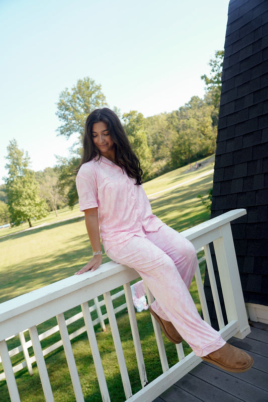 Pink Camo - Short Sleeve + Pant Pajama Set