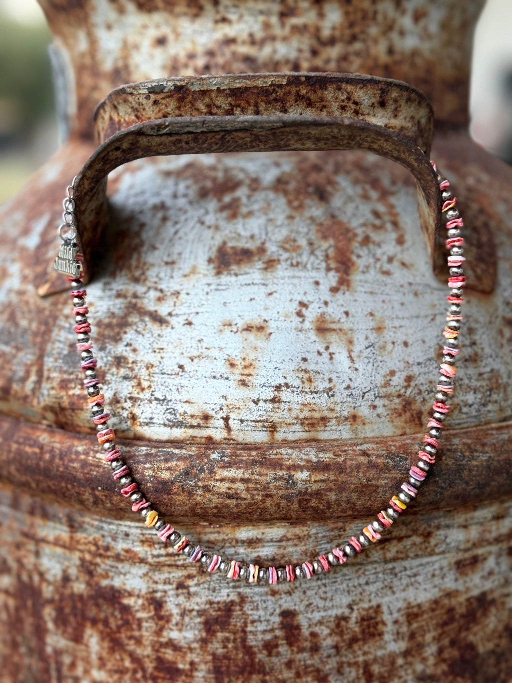 Sterling Silver Desert Sunset Shell Heishi Bead Necklace