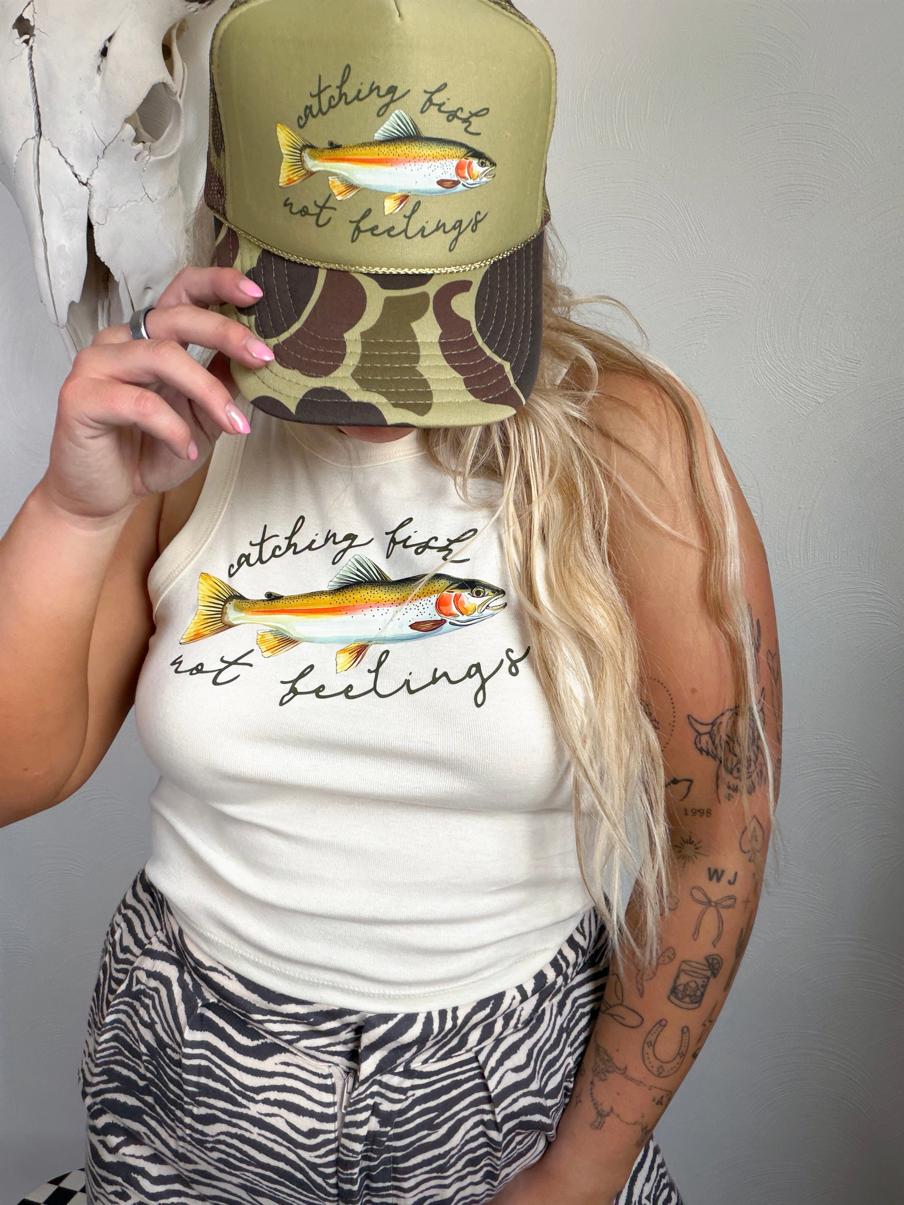 FISH NOT FEELINGS CAP: CAMO