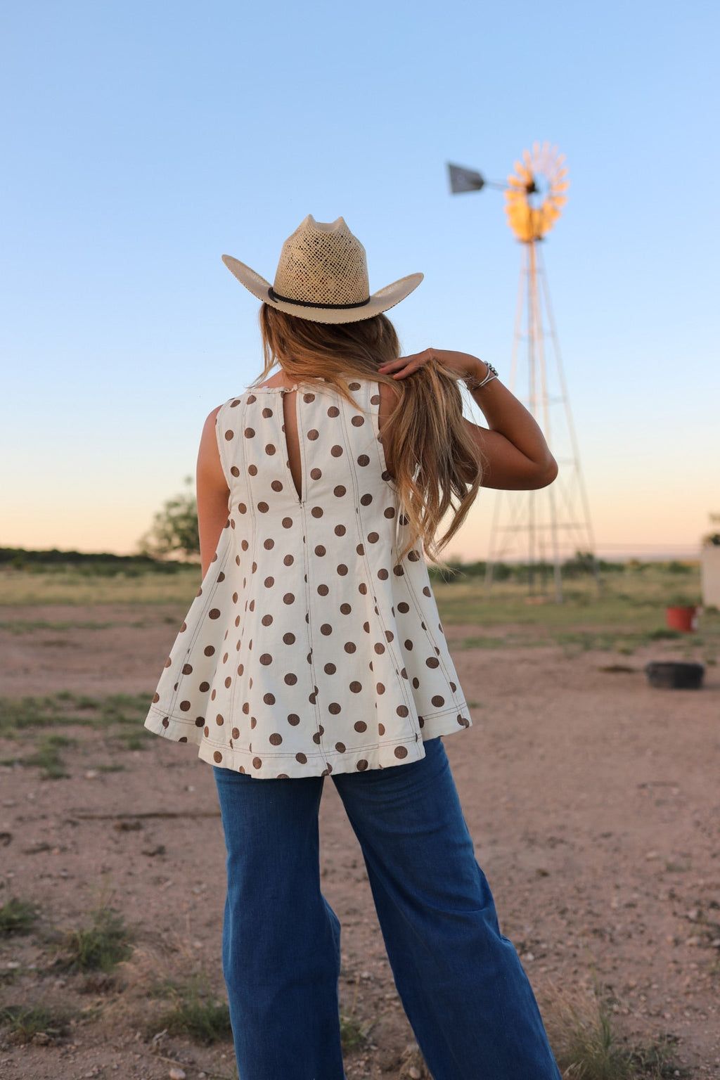 The Posie Polka Dot Denim Top