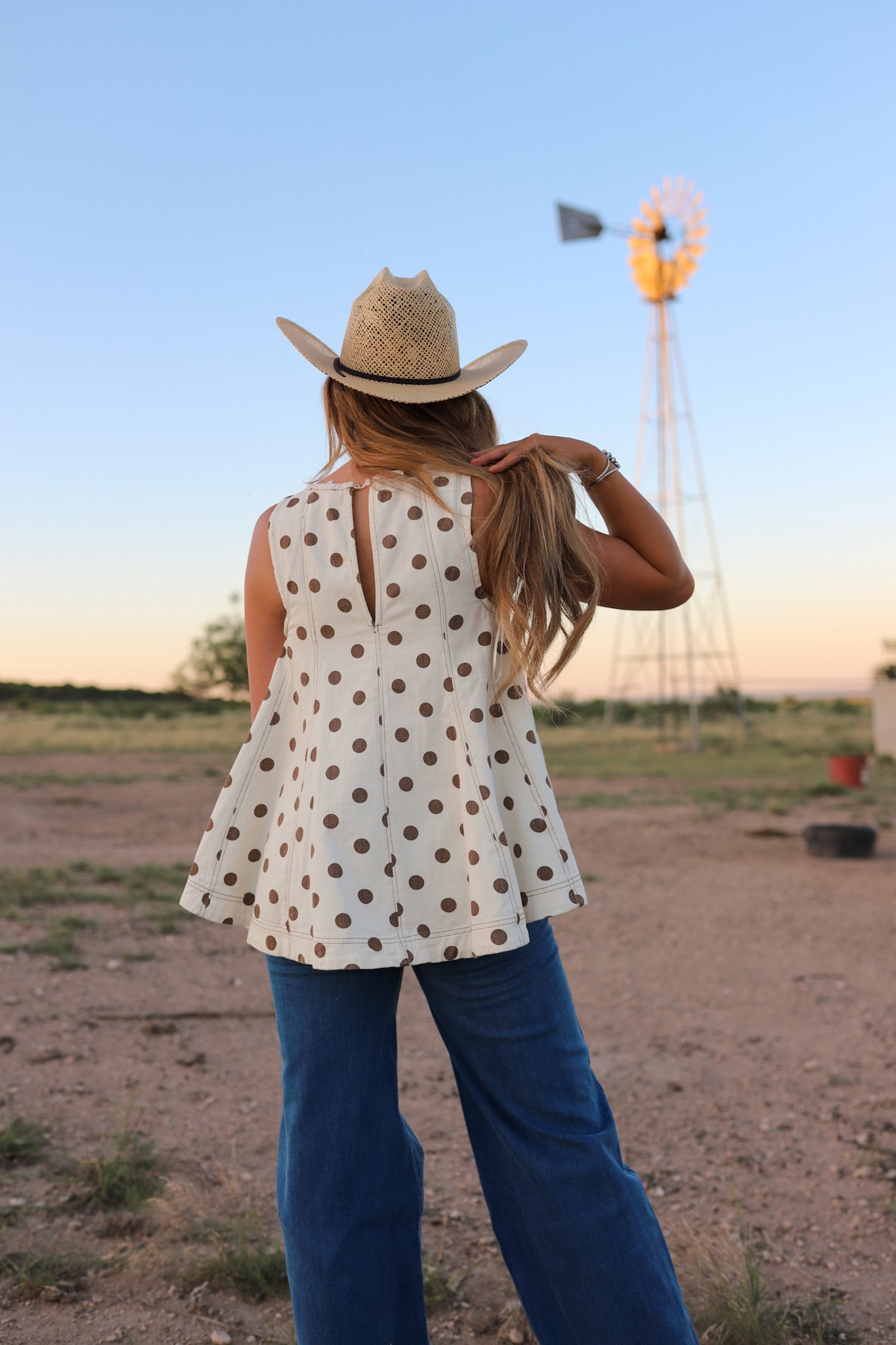 The Posie Polka Dot Denim Top