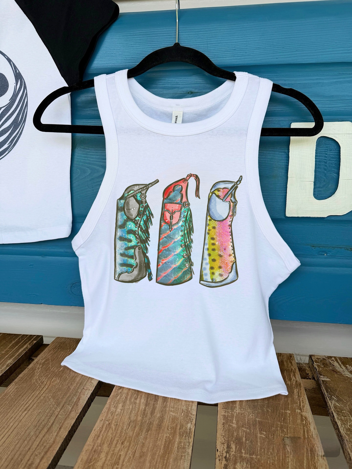 Fishie Print Chaps Cropped Tank
