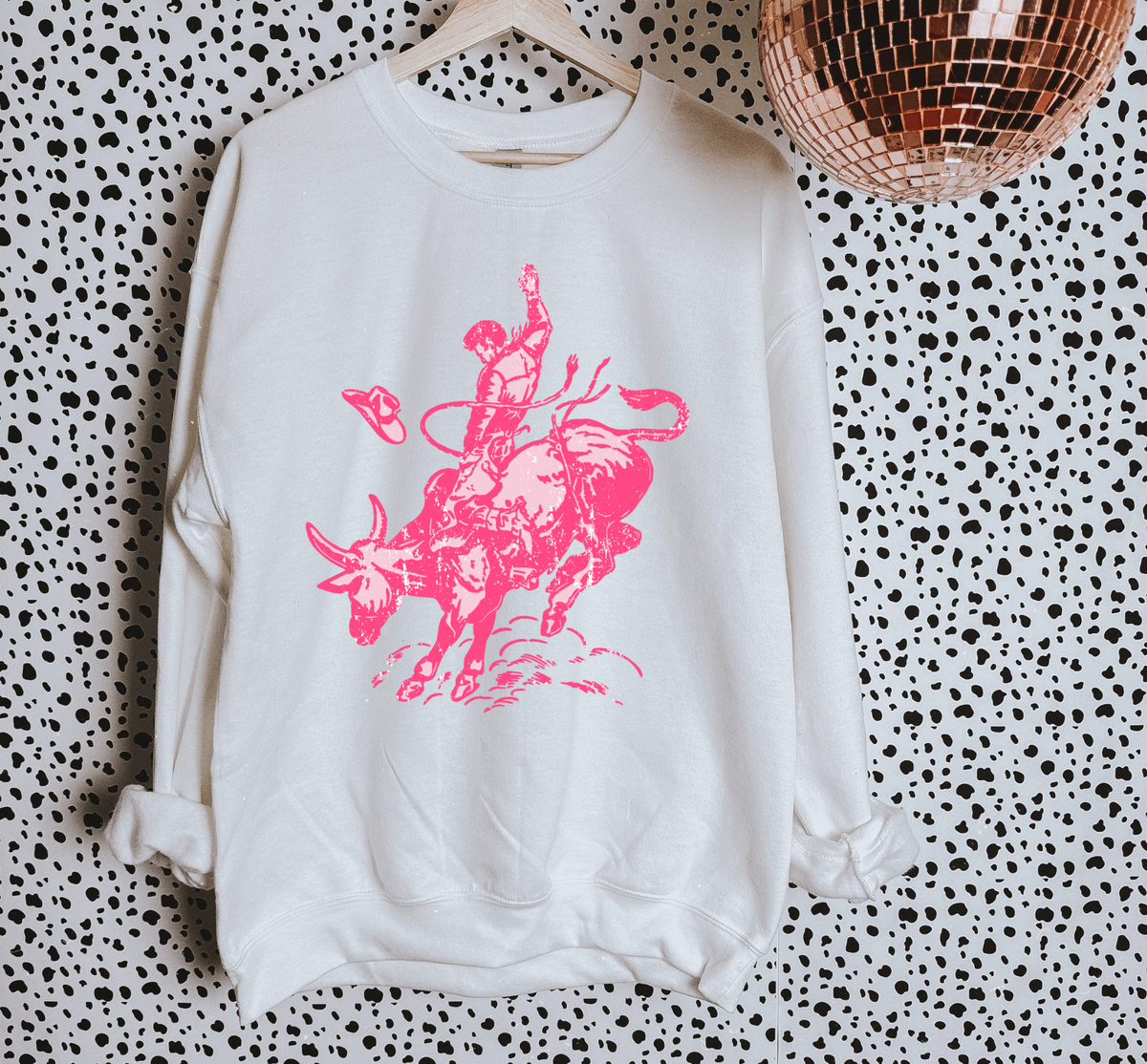 Pink Bull Rider TEE, CREWNECK or QUARTER ZIP