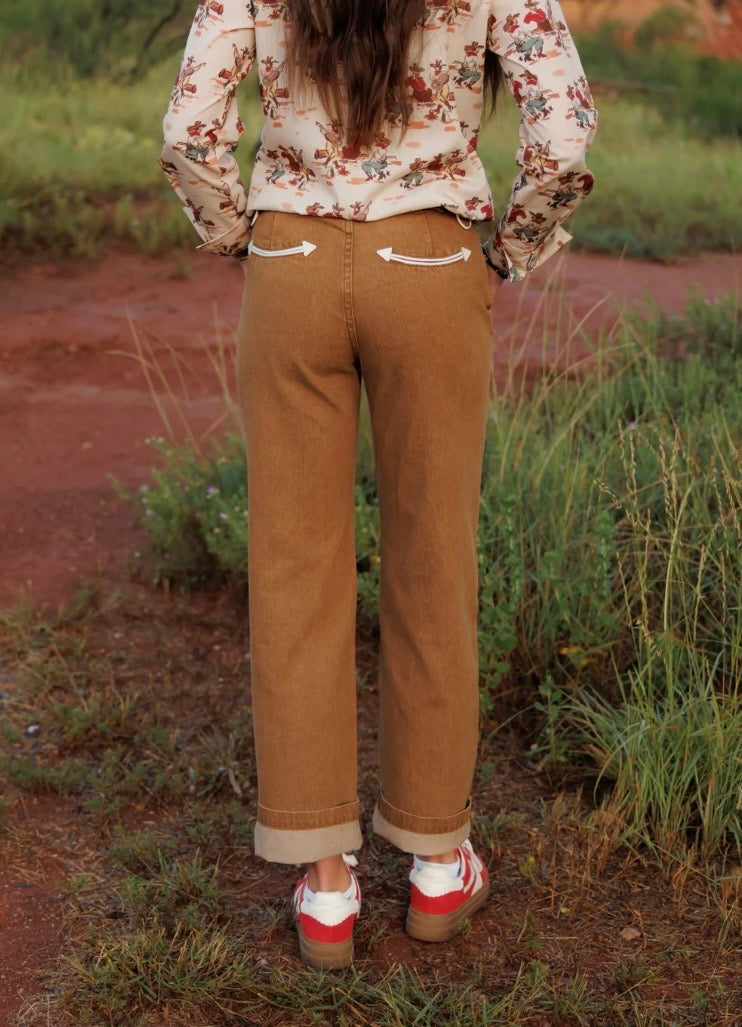 The Abilene Jeans in Tan-BEST SELLER