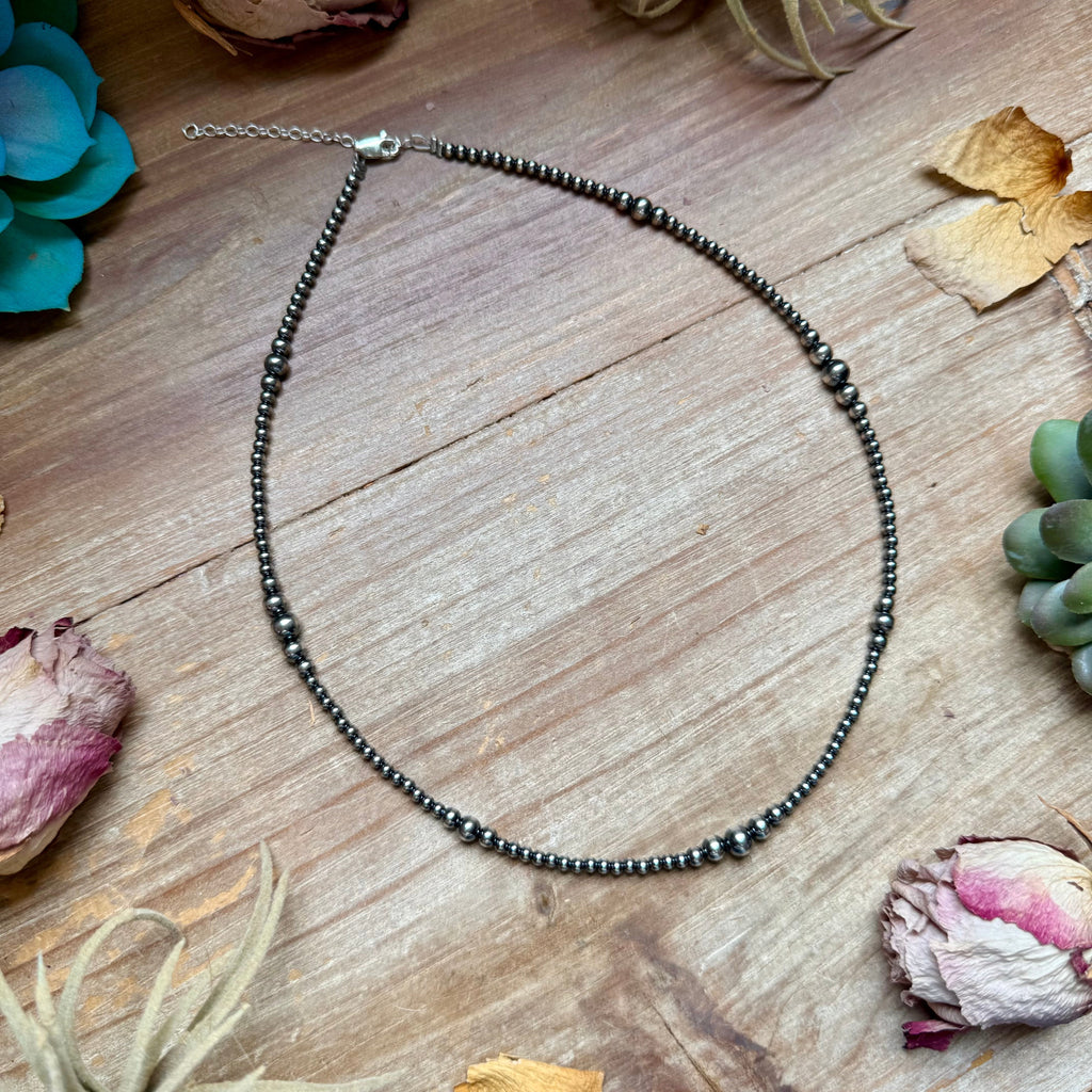 18 inch Graduated Sterling Silver Pearl Necklace