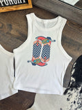 Cowboy Boots Cropped Tank