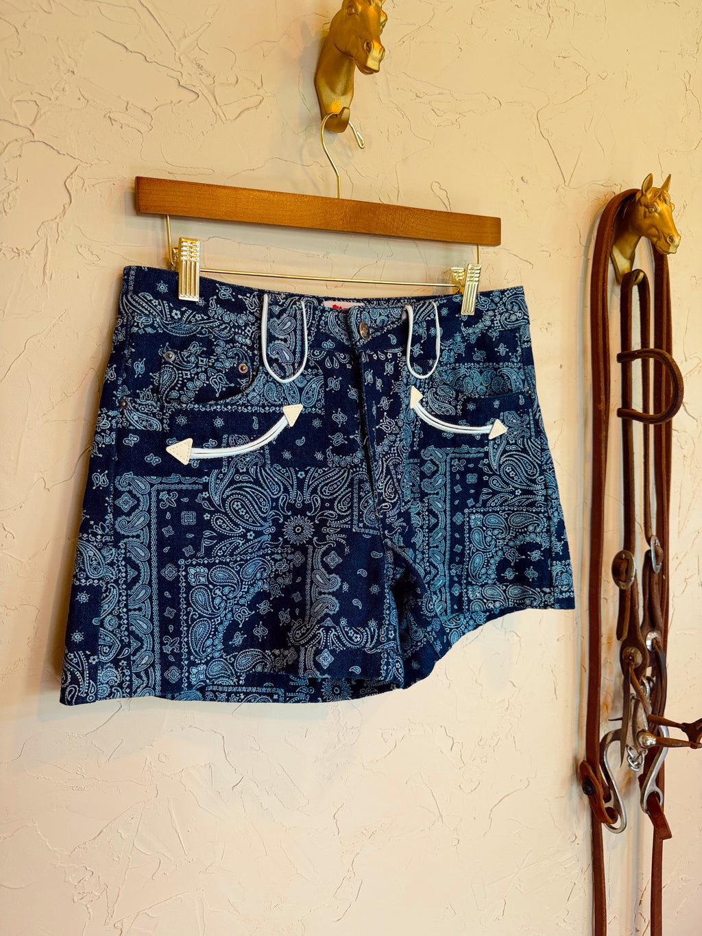 The Bandana Print Denim Shorts