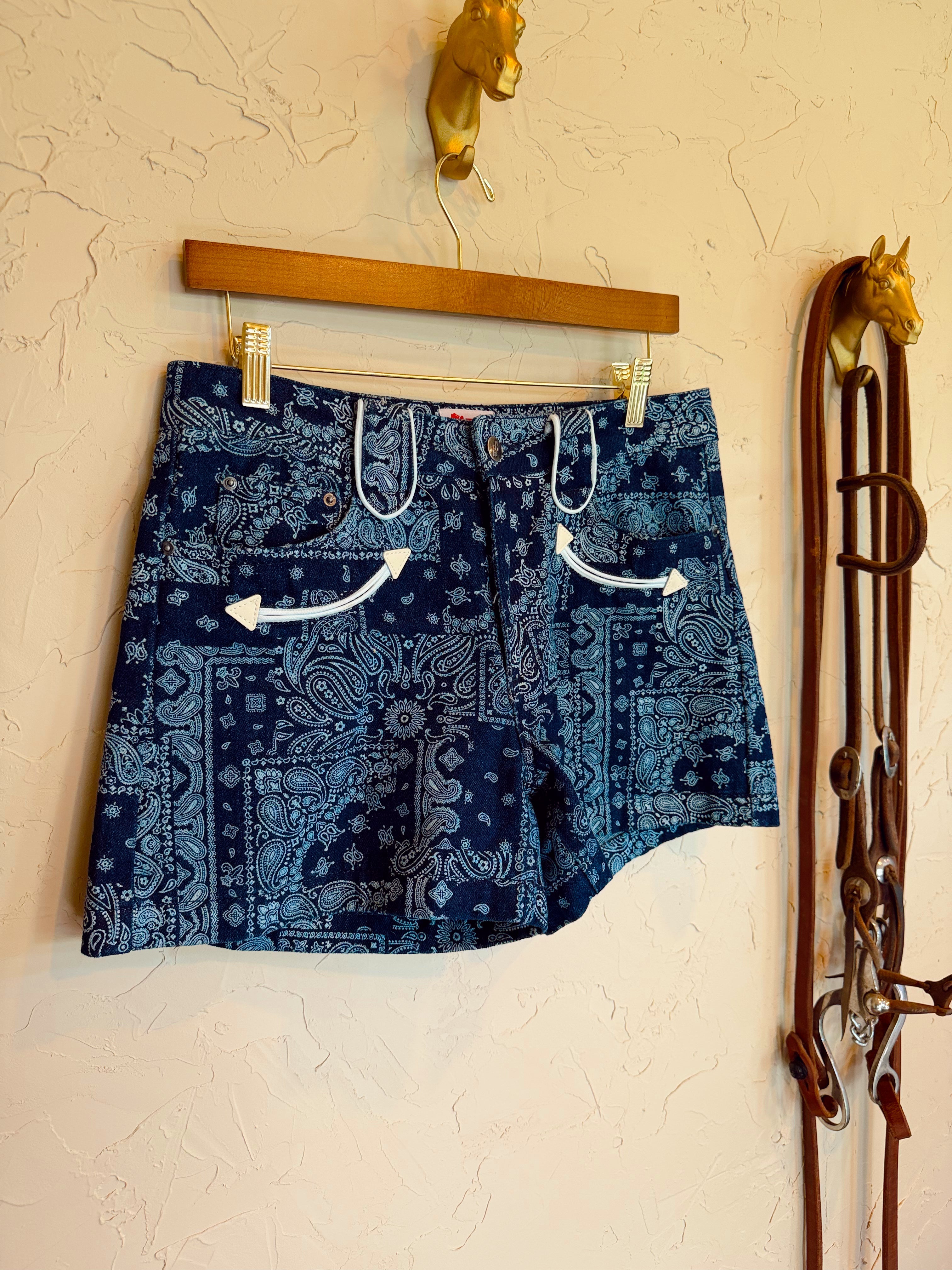 The Bandana Print Denim Shorts