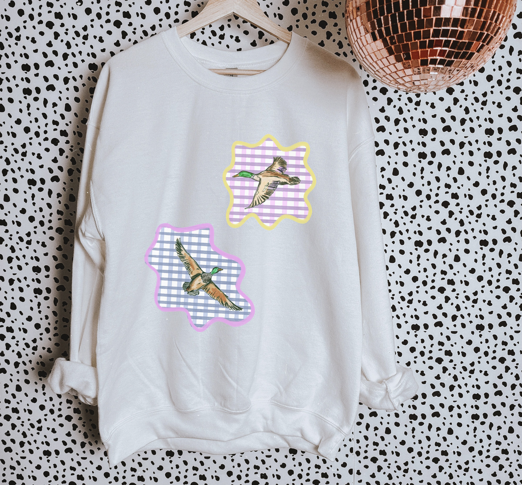 Gingham Mallards TEE or CREWNECK