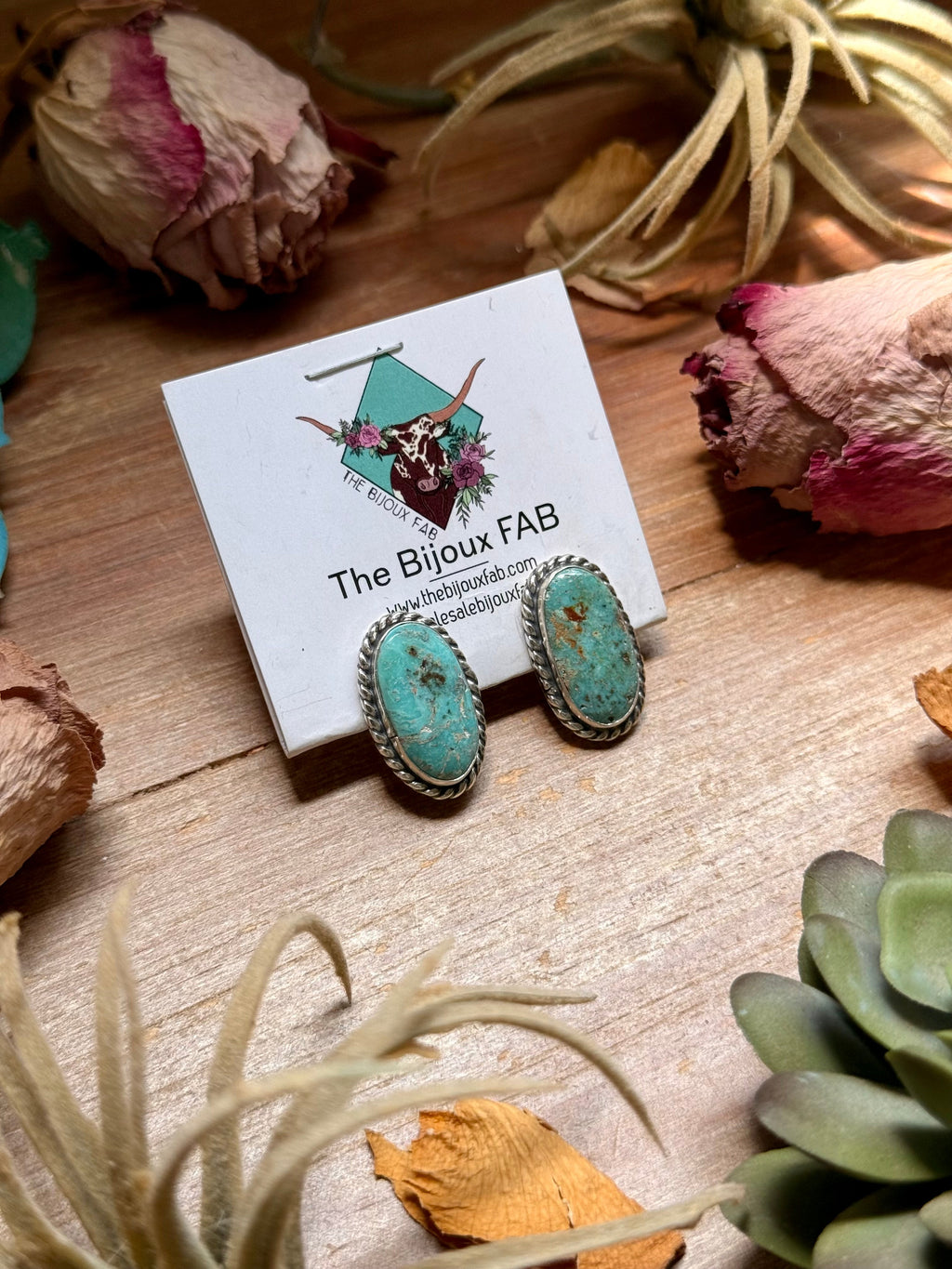27 - Sterling Silver Cripple Creek Turquoise Stud Earrings by Jason Ogg