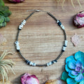 16” White Buffalo Chip Necklace – Sterling Silver
