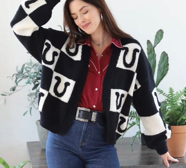 The Horseshoe Cardigan in Black LARGE