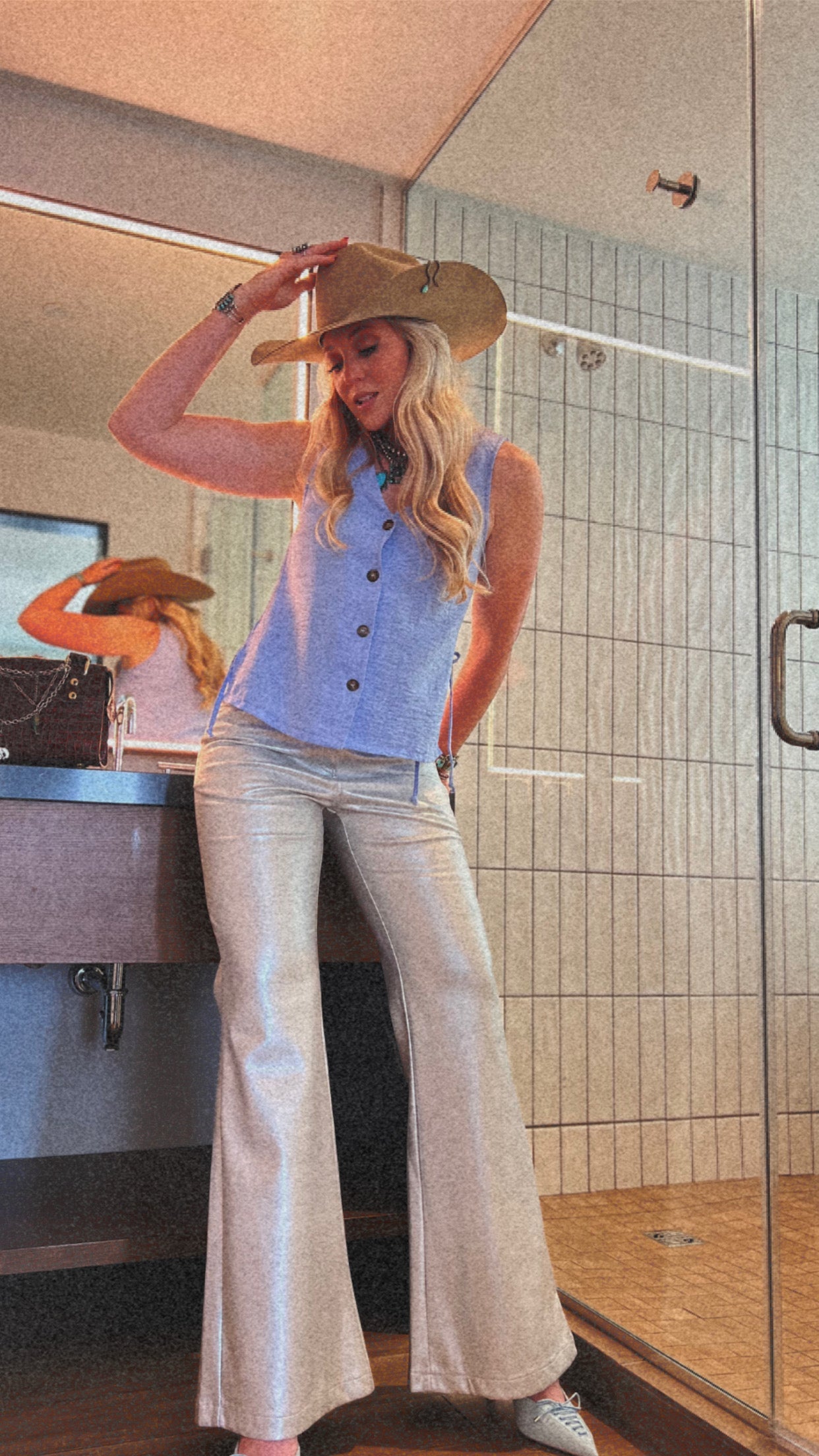 SALE The Clara Leather Metallic Pant