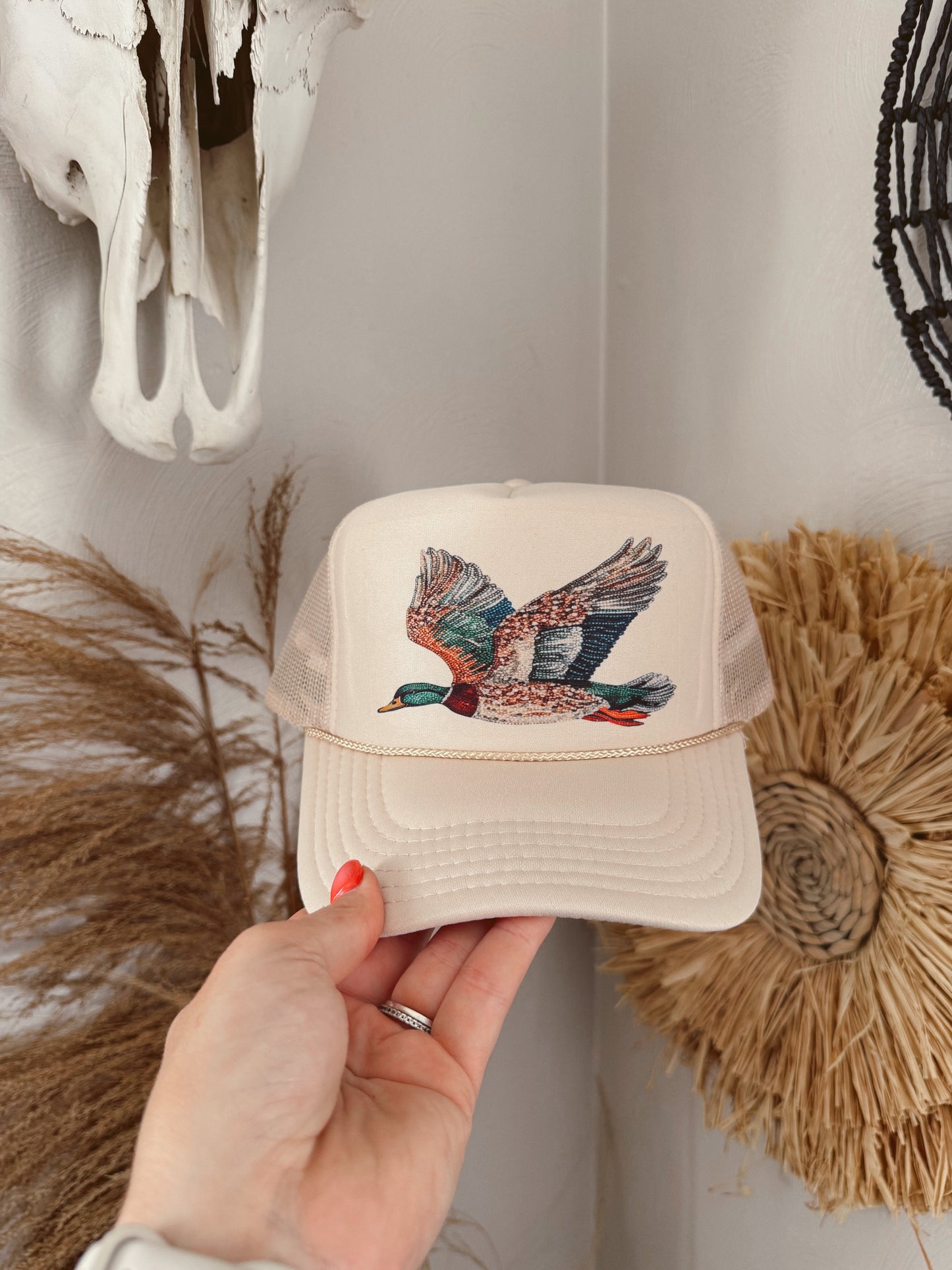 BEDAZZLED DUCK CAP: SAND