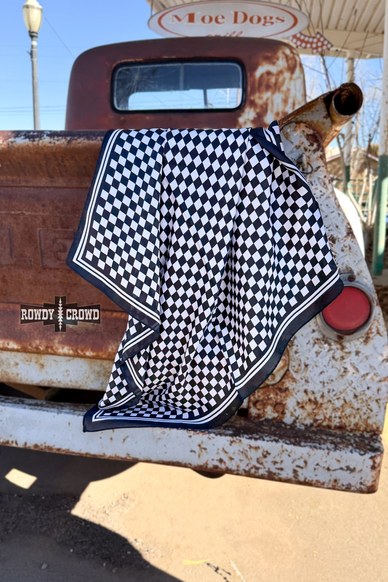 DS SMALL Black Checkered Out Wild Rag/ Scarf
