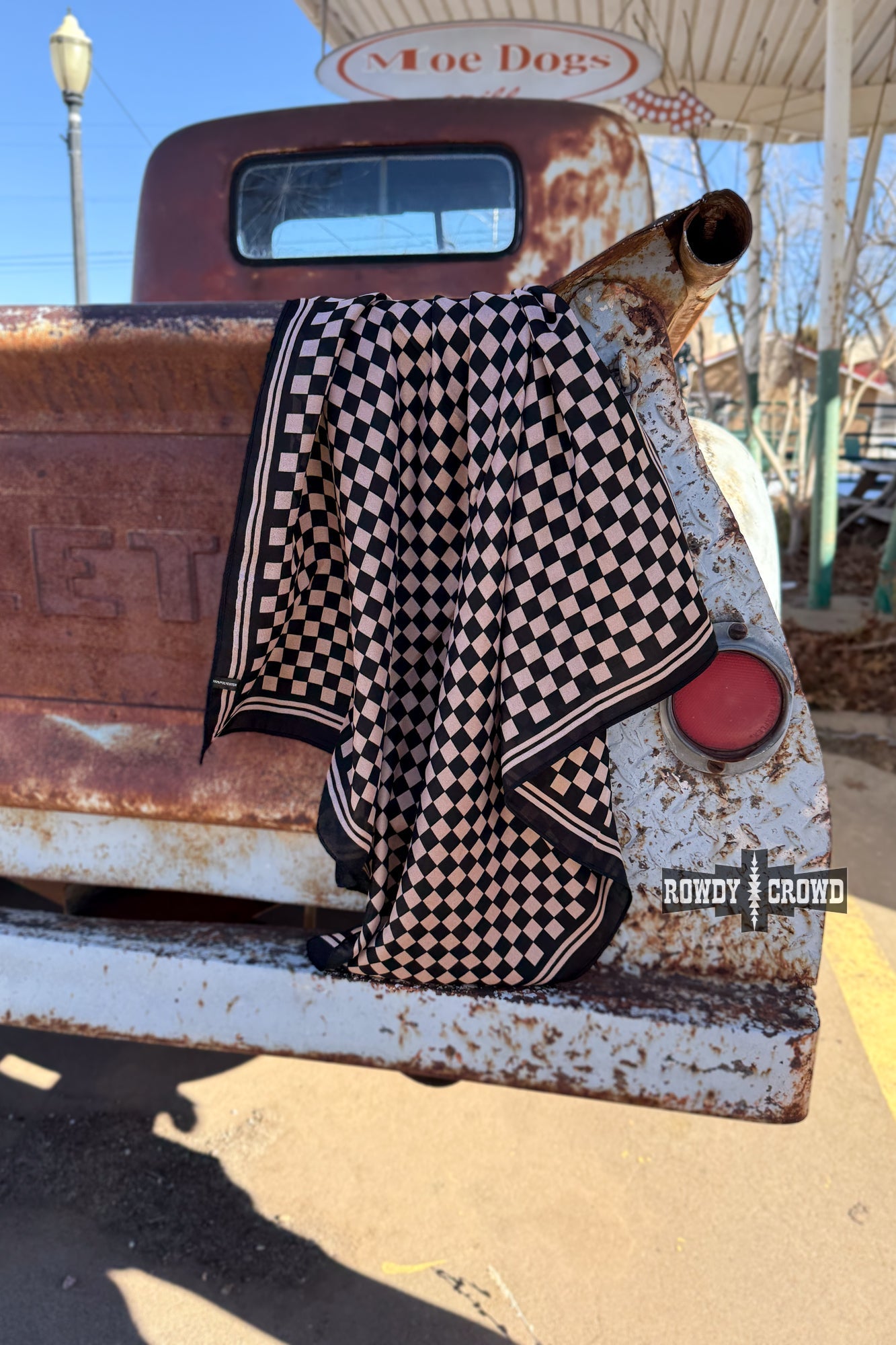 DS SMALL Tan Checkered Out Wild Rag/ Scarf