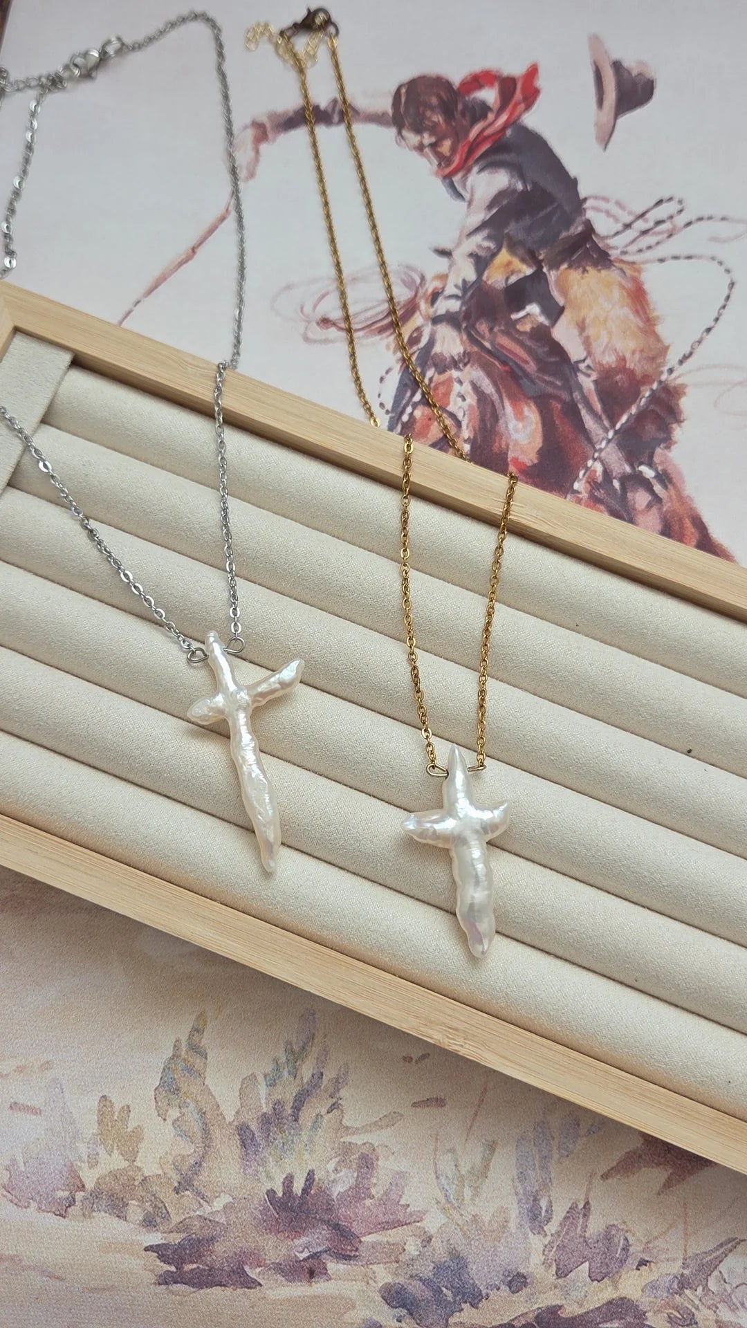 Dainty Fresh Water Pearl Cross Necklace