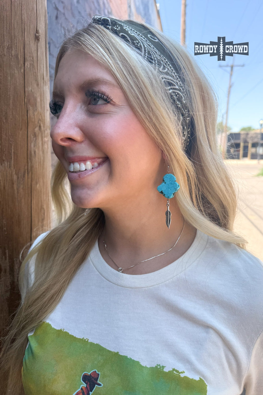 DS Turquoise Feather Earrings