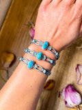 Sterling Silver Kingman Turquoise Cuff Bracelet – Native Made by K. Billah