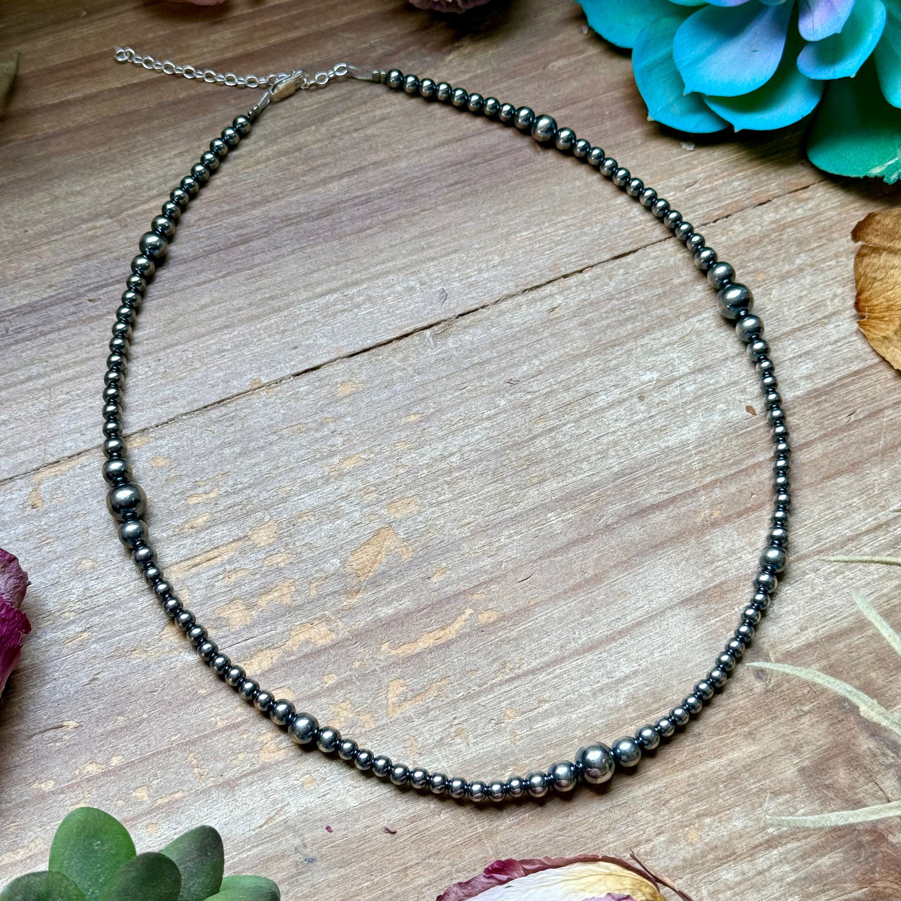 18 inch Sterling Silver Pearls Graduated Pearl Necklace
