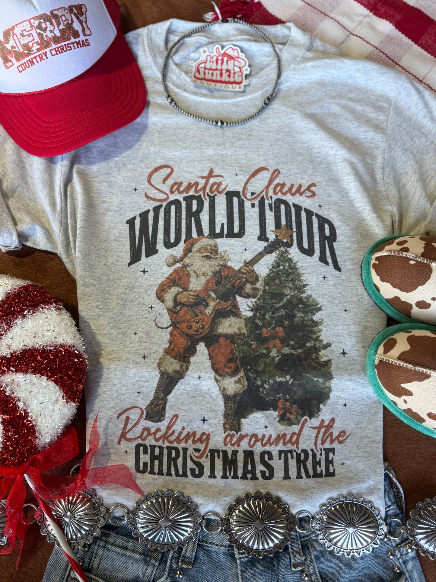 Santa Rocking Around The Christmas Tree Graphic Tee