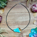 15” Flat Turquoise Necklace – Sterling Silver