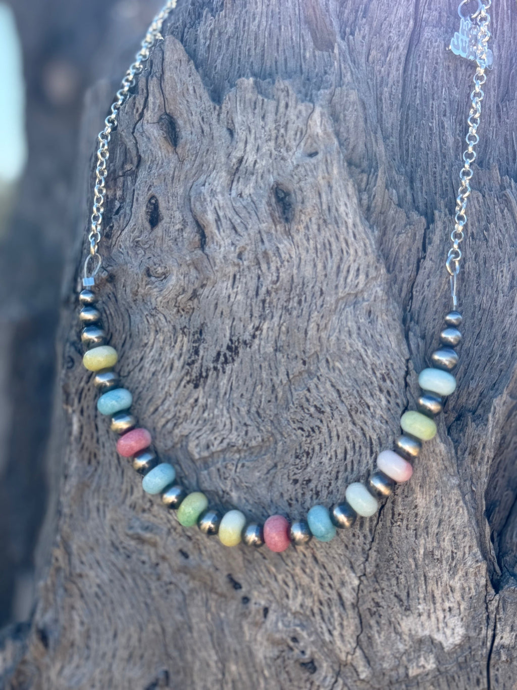 Spring Pastel Opal Chain Necklace