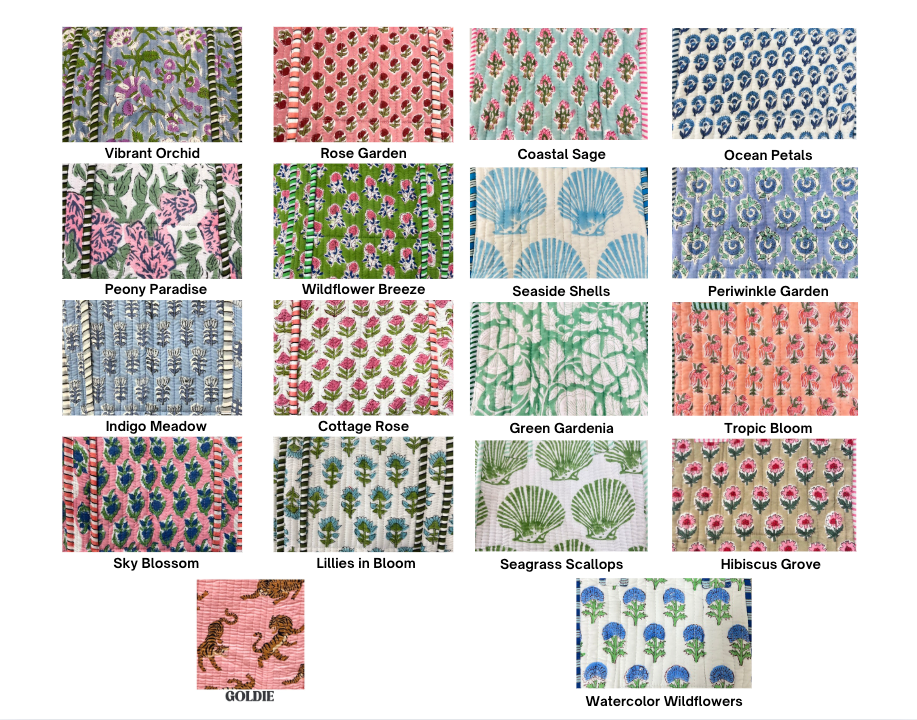 Quilted Block-Print Makeup Bag