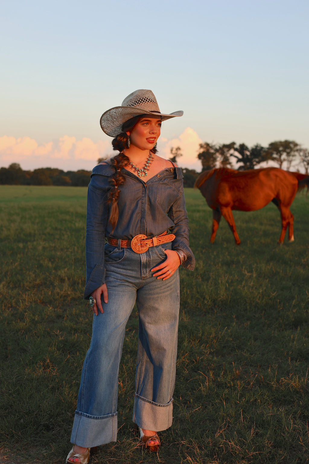 The Danni Off Shoulder Denim Top